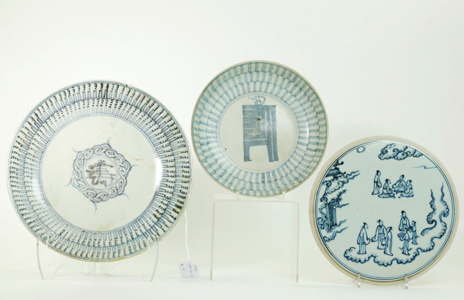 3 Chinese Blue White Porcelains Plate Bowl Plaque (1 of 5)