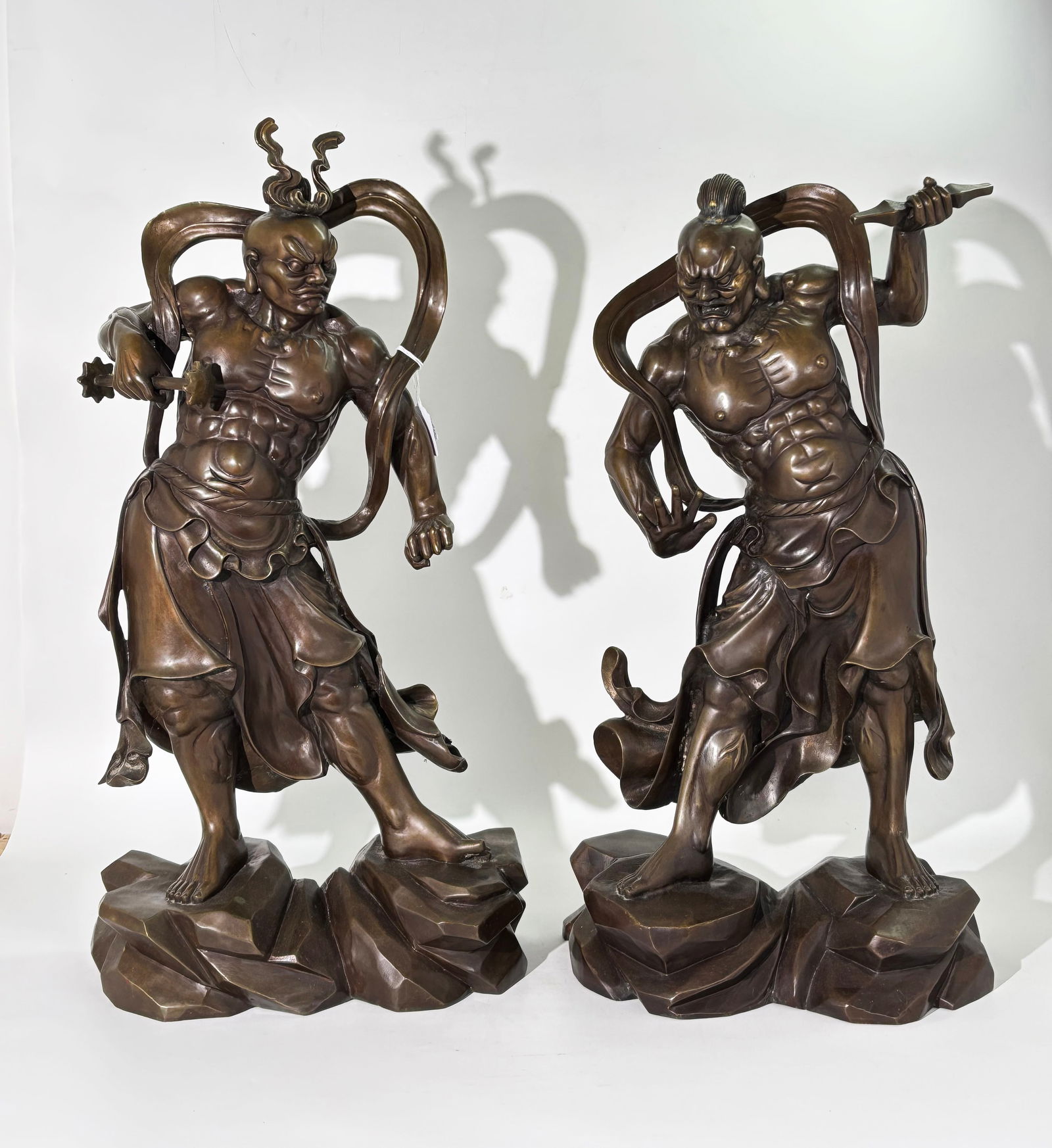 Pair Japanese Bronze Nio Budd ha Guardian Figures (1 of 10)