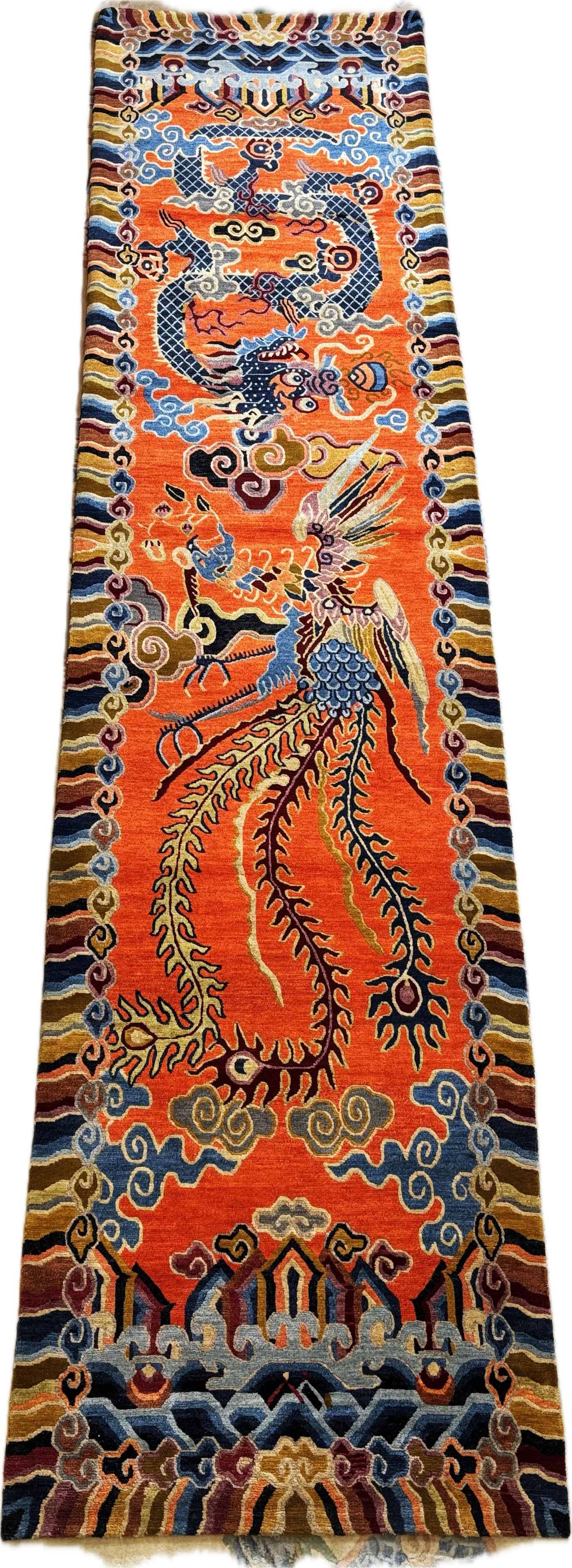 Fine Lg Tibetan Dragon Phoenix Wool Runner Carpet (1 of 9)