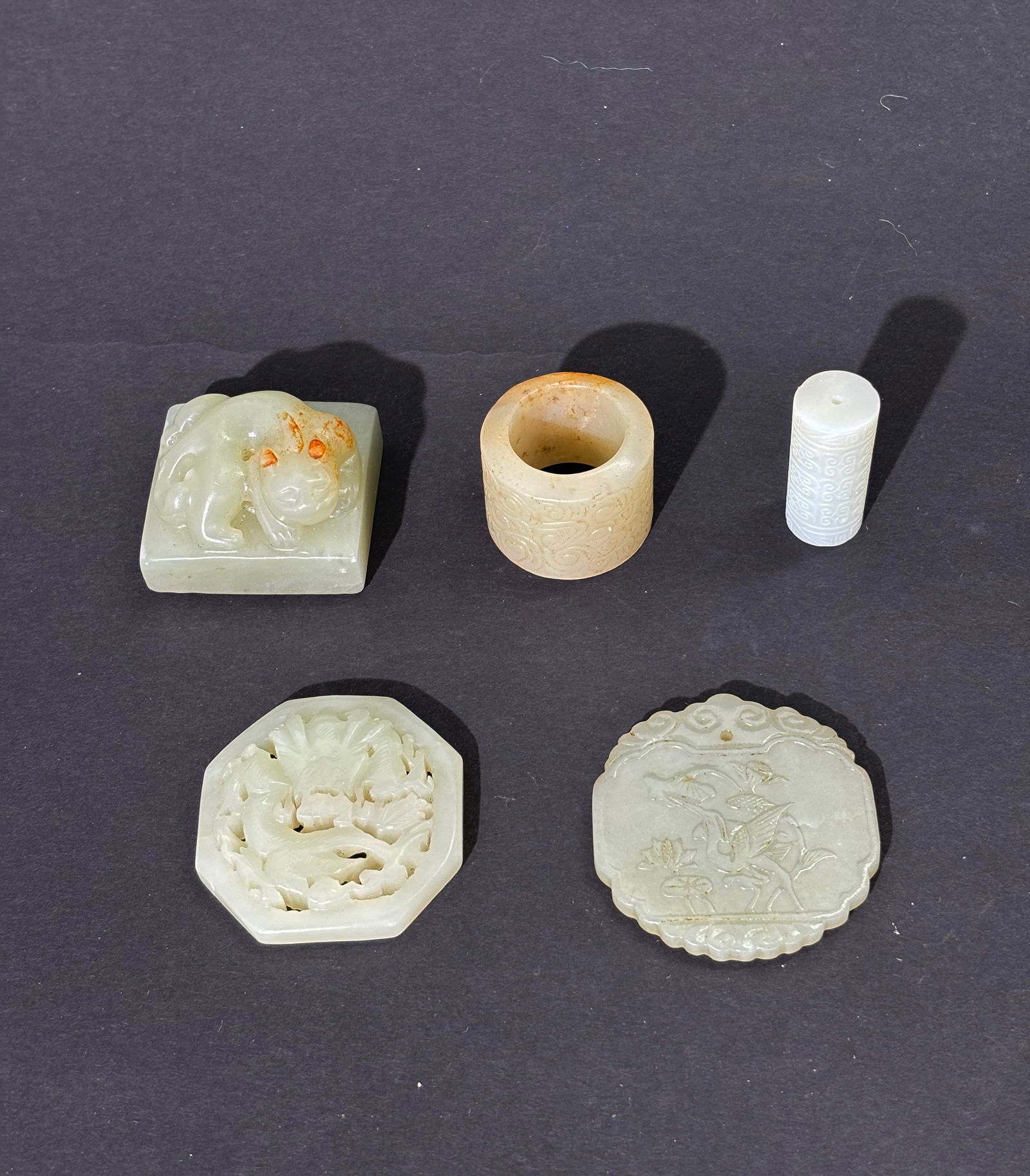 5 Chinese Jades Archers Ring Bead Seal 2 Pendants (1 of 8)