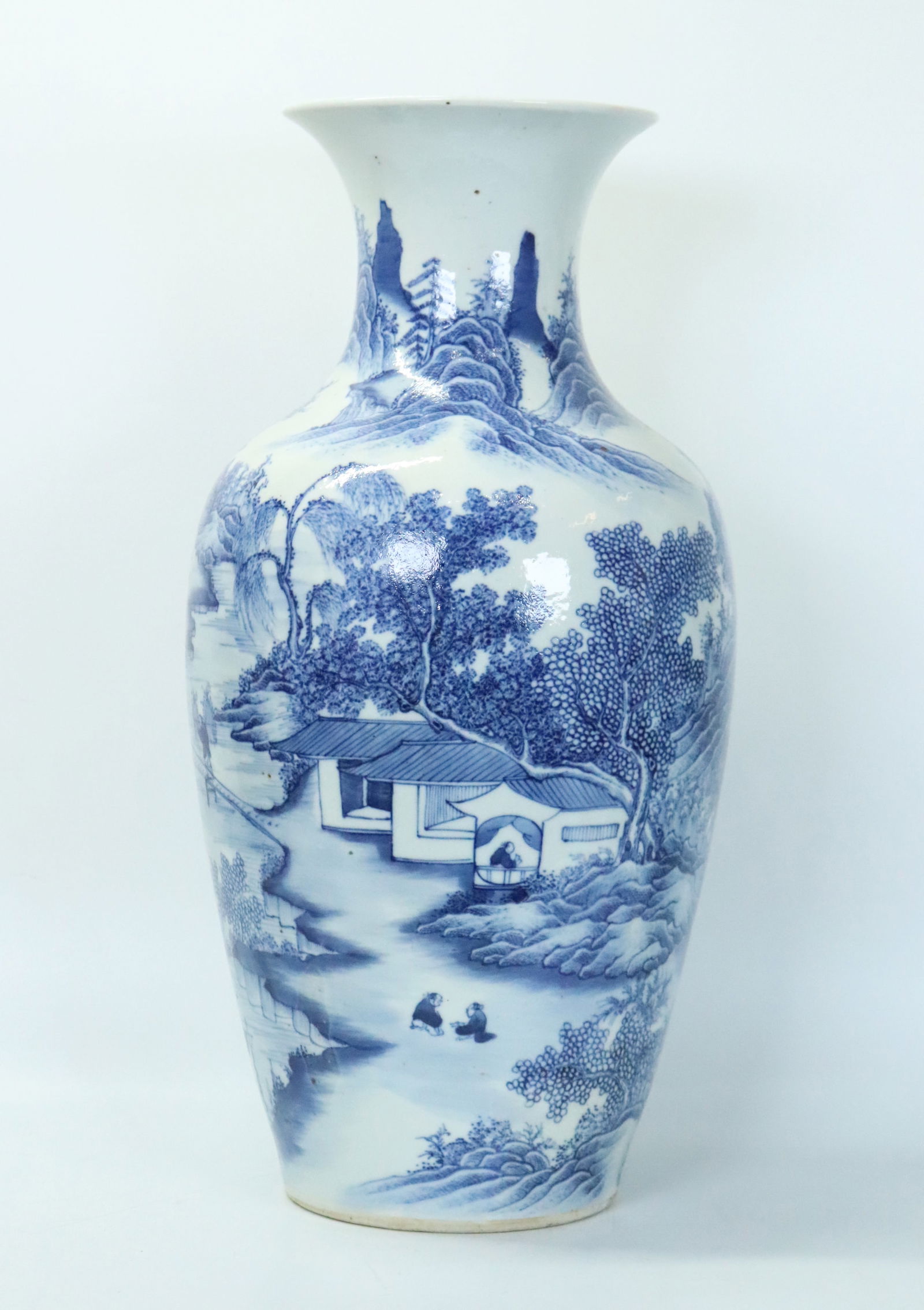 Chinese Blue & White Porcelain Landscape Vase (1 of 7)