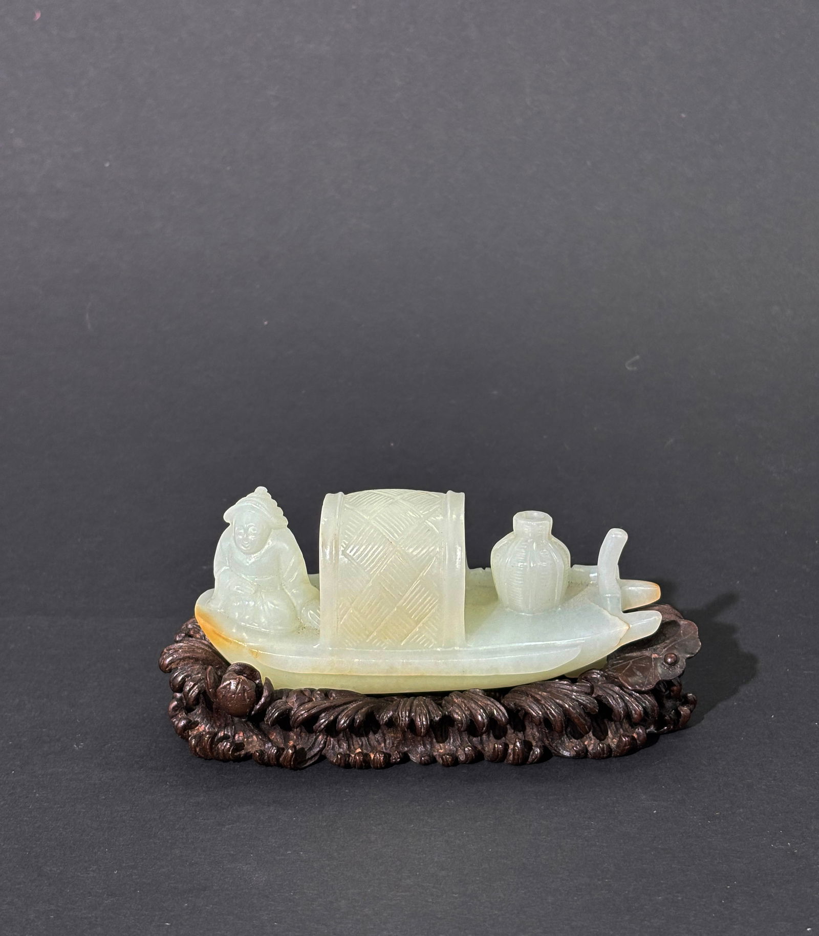 Chinese Warm White Jade Fishing Boat (1 of 7)