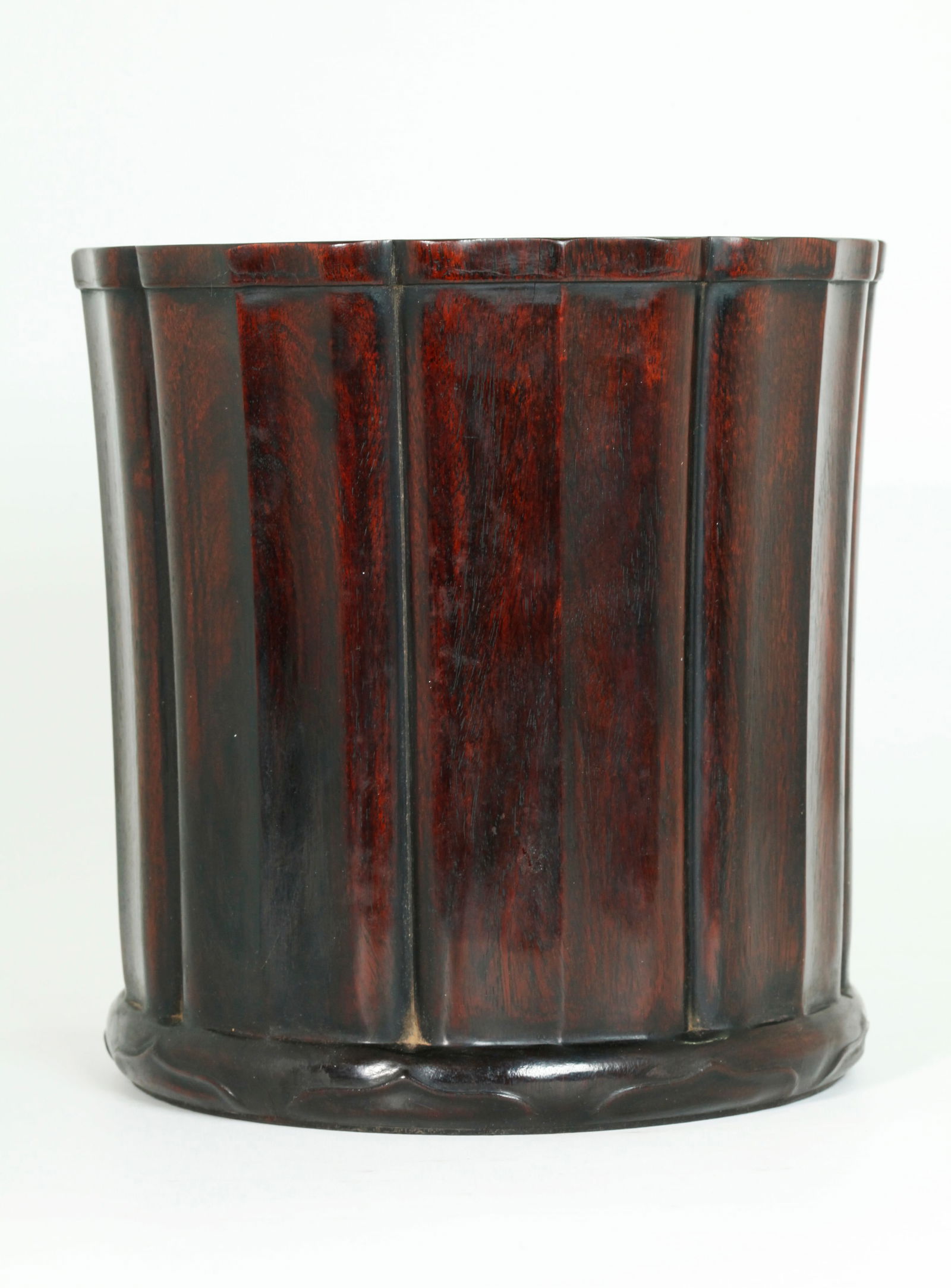 Chinese Wood Octagonal Carved Bitong Brush Pot (1 of 5)