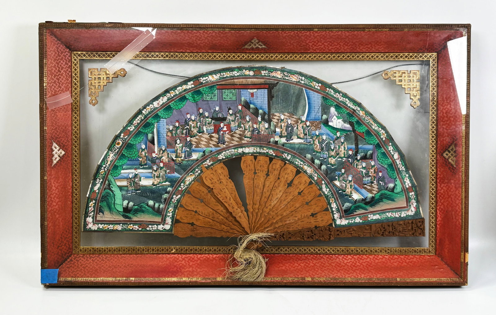 Chinese 19th C Sandalwood Figural Painted Fan - 2 (1 of 8)