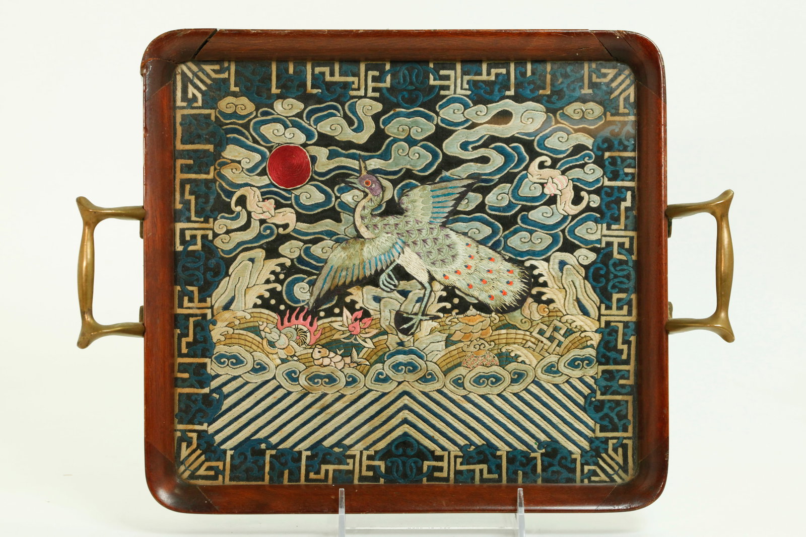Chinese 19th C Qing Court Peacock Court Rank Badge (1 of 5)