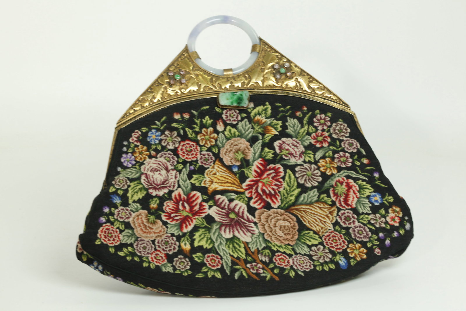 Vintage Chinese Petit Point Bronze Jadeite Handbag (1 of 6)