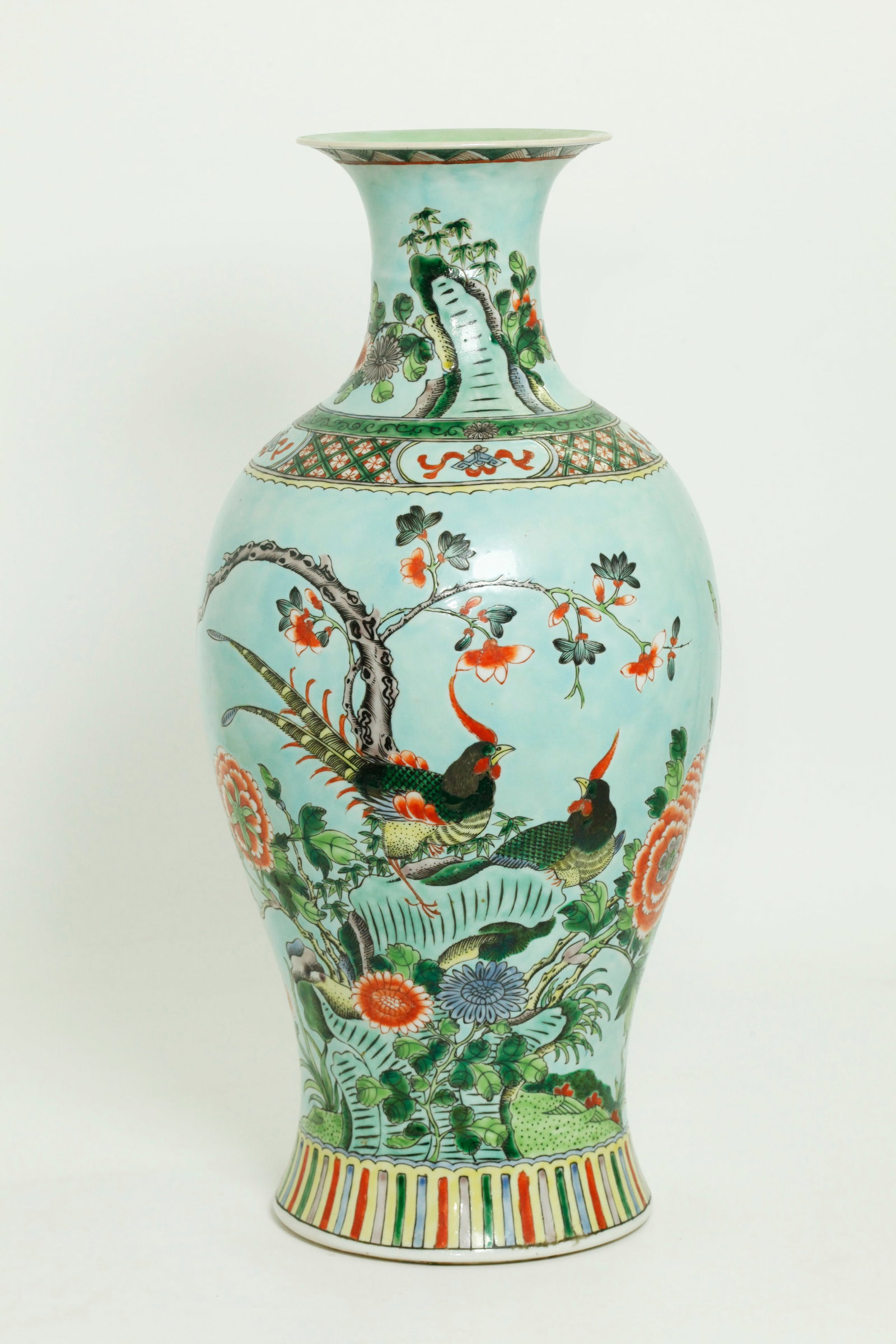 Lg Chinese Pale Blue Enamel Porcelain Vase (1 of 5)