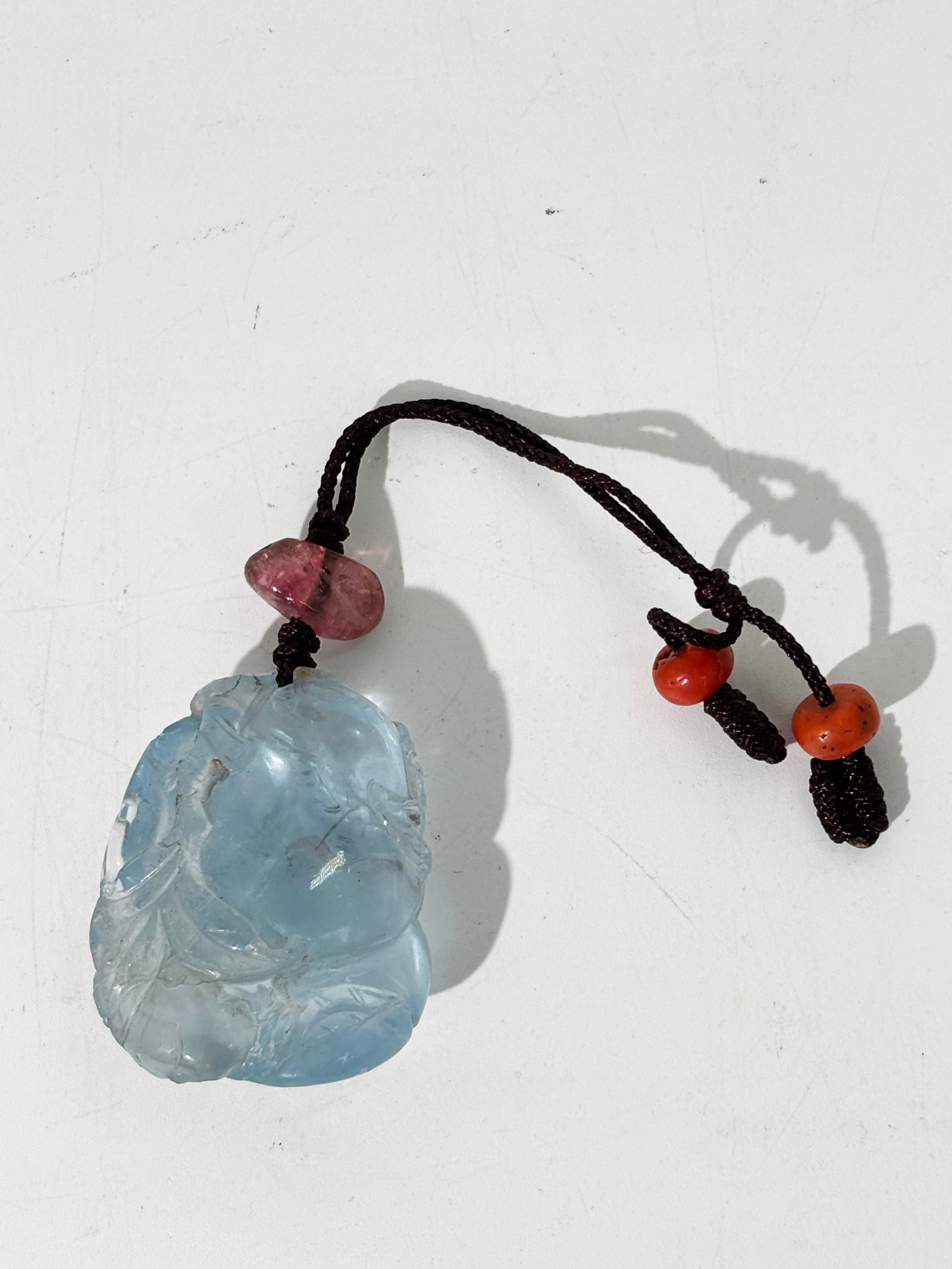 Chinese Qing Aquamarine Peach & Bat Pendant (1 of 6)