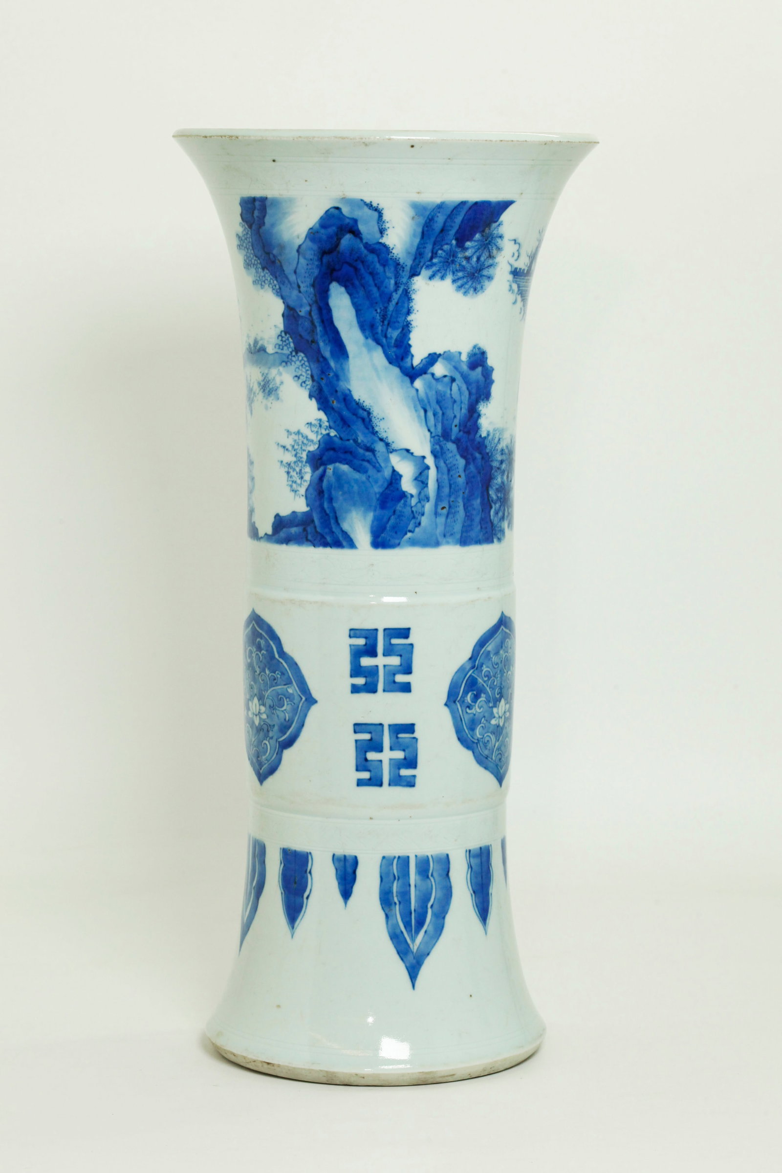 Large Chinese Blue & White Porcelain Gu Vase (1 of 5)