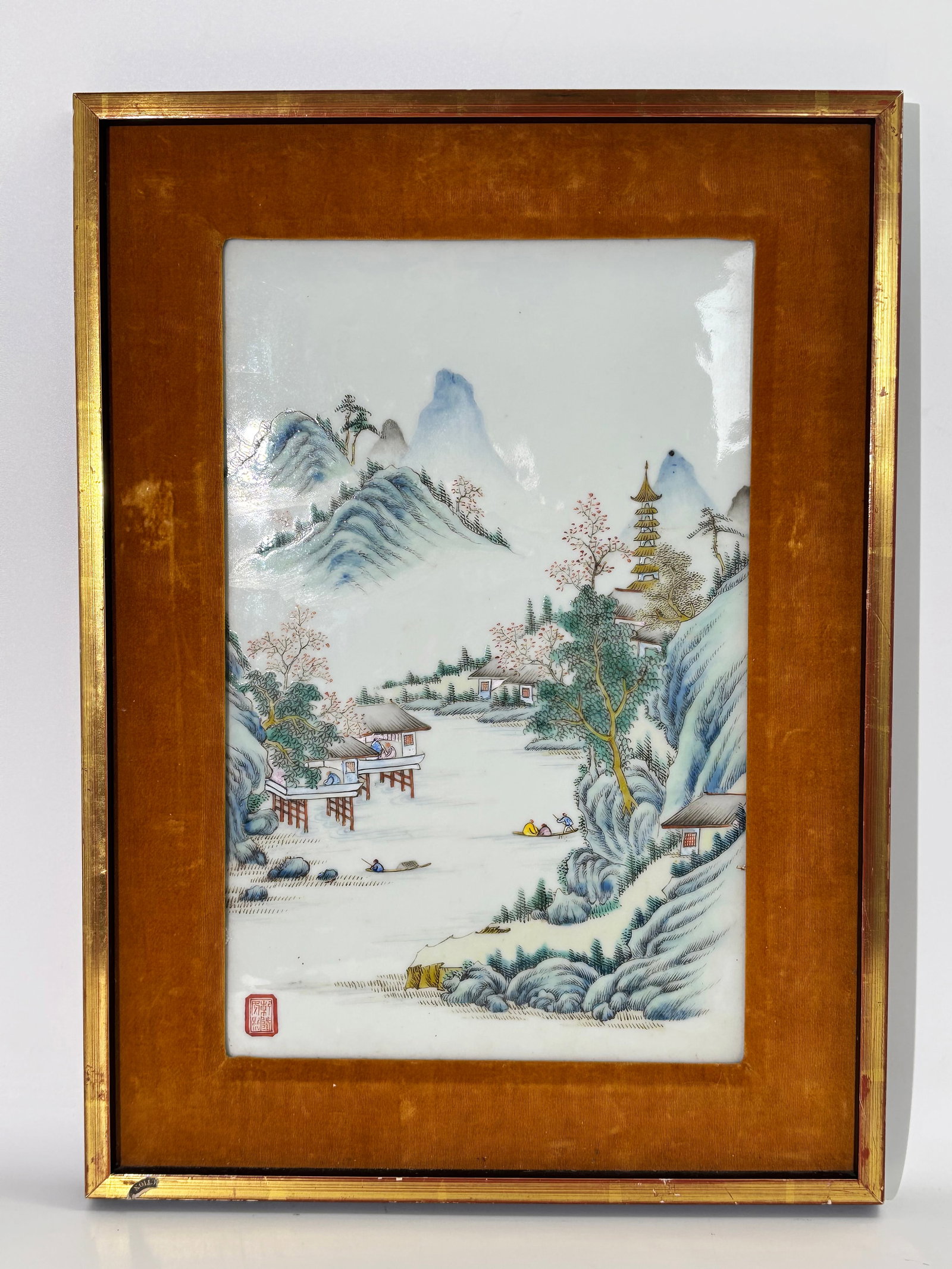 Chinese Famille Rose Porcelain Landscape Plaque (1 of 5)