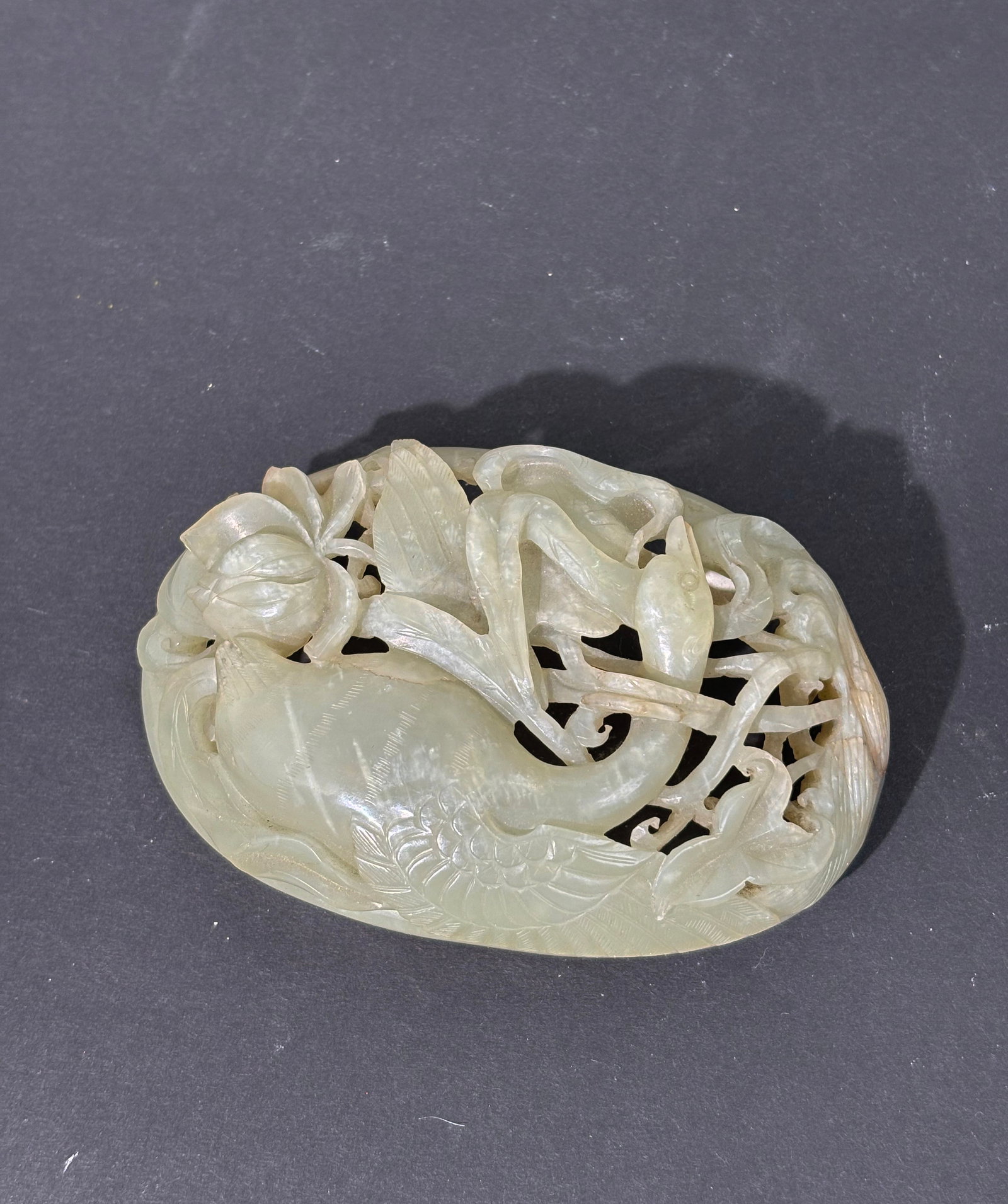 Fine Chinese 18 C Celadon Jade Goose Hunt Plaque (1 of 6)