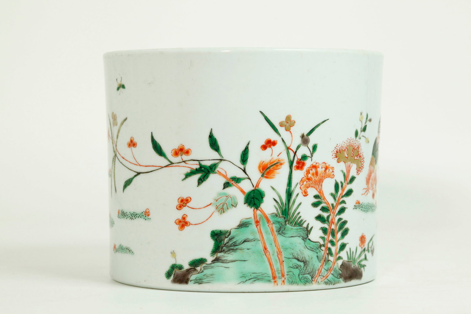 Chinese Famille Verte Porcelain Bitong Brush Pot (1 of 5)
