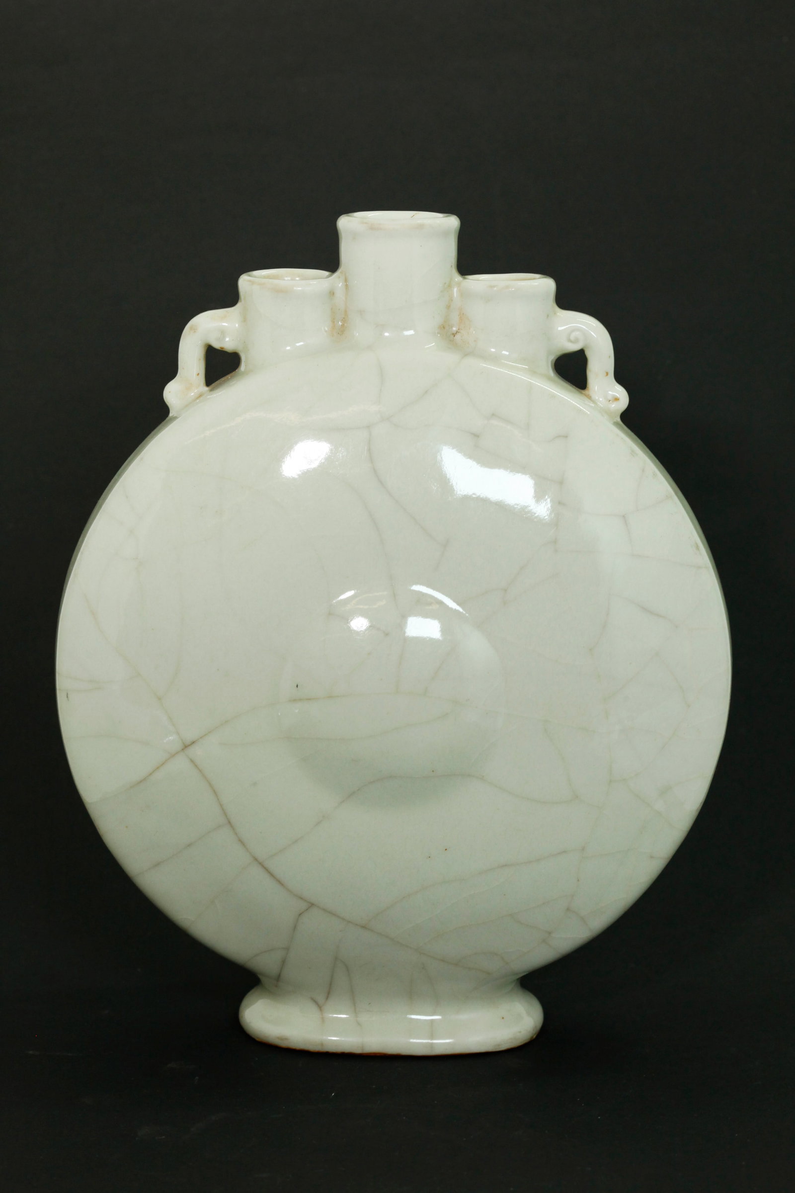 Chinese Cream Crackle Porcelain Moon Flask Vase (1 of 5)