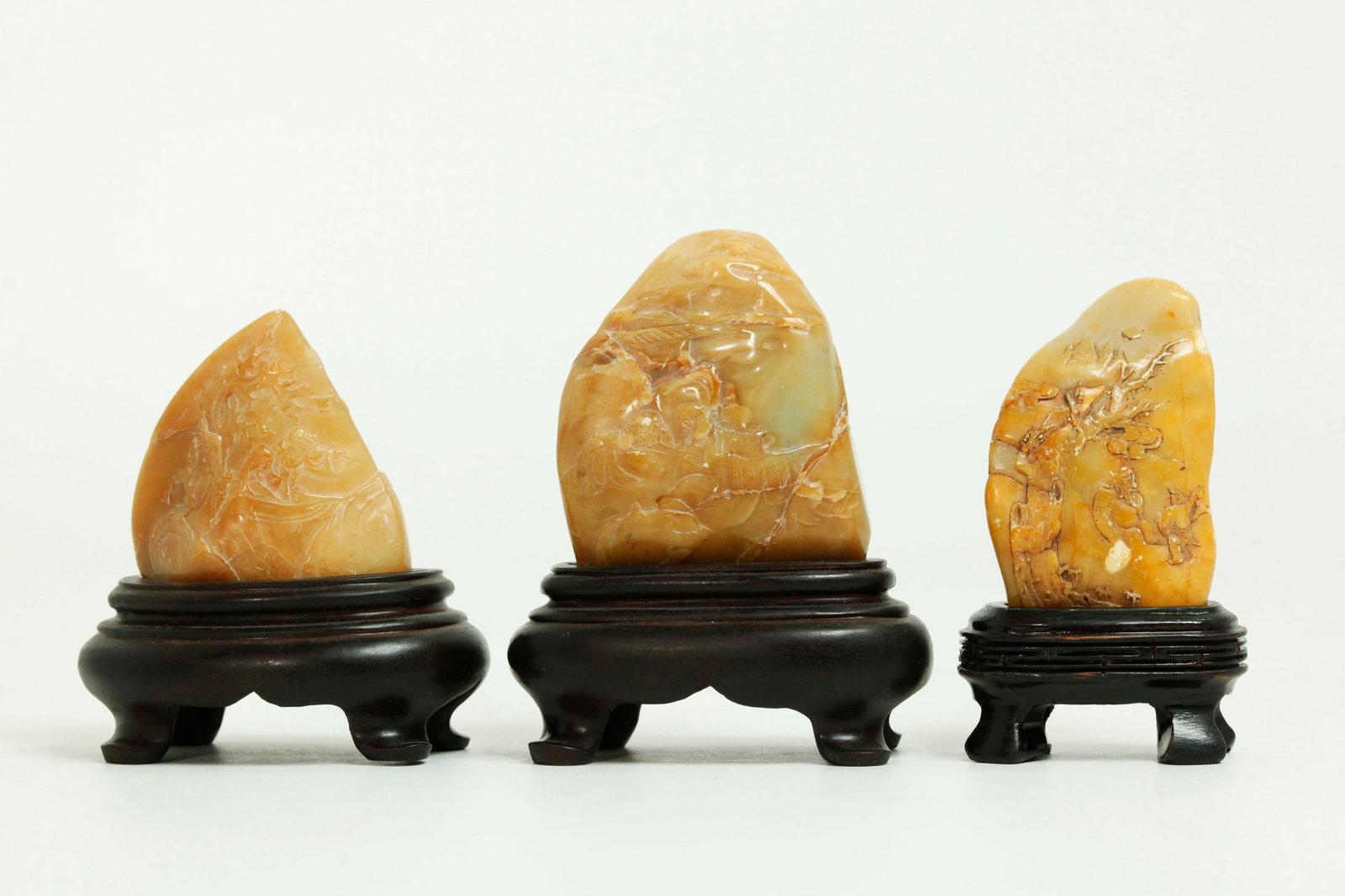 3 Chinese Carved Shoushan Soapstone Mini Mountains (1 of 7)