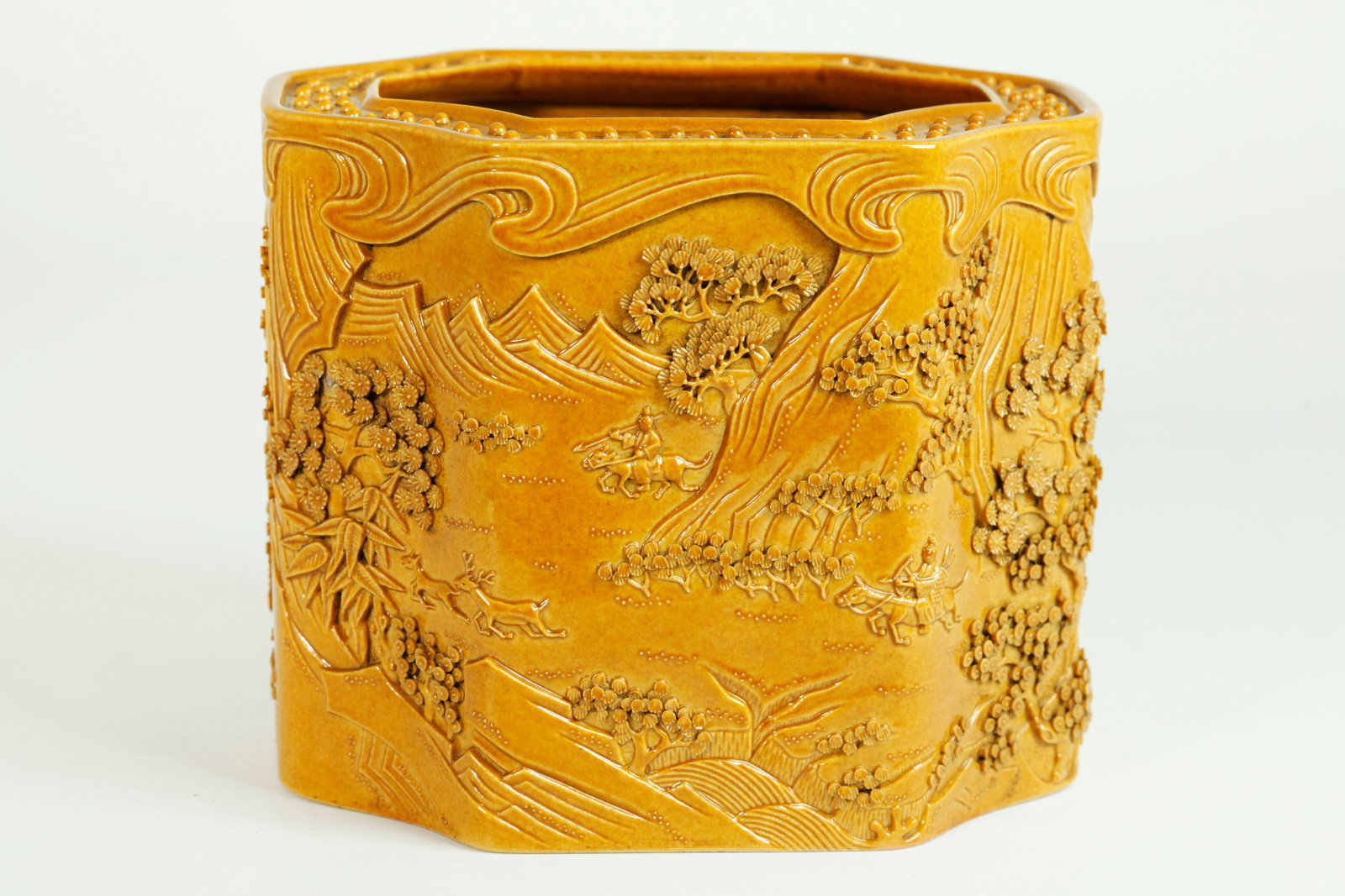 Chinese Yellow Glazed Porcelain Bitong Brush Pot (1 of 5)