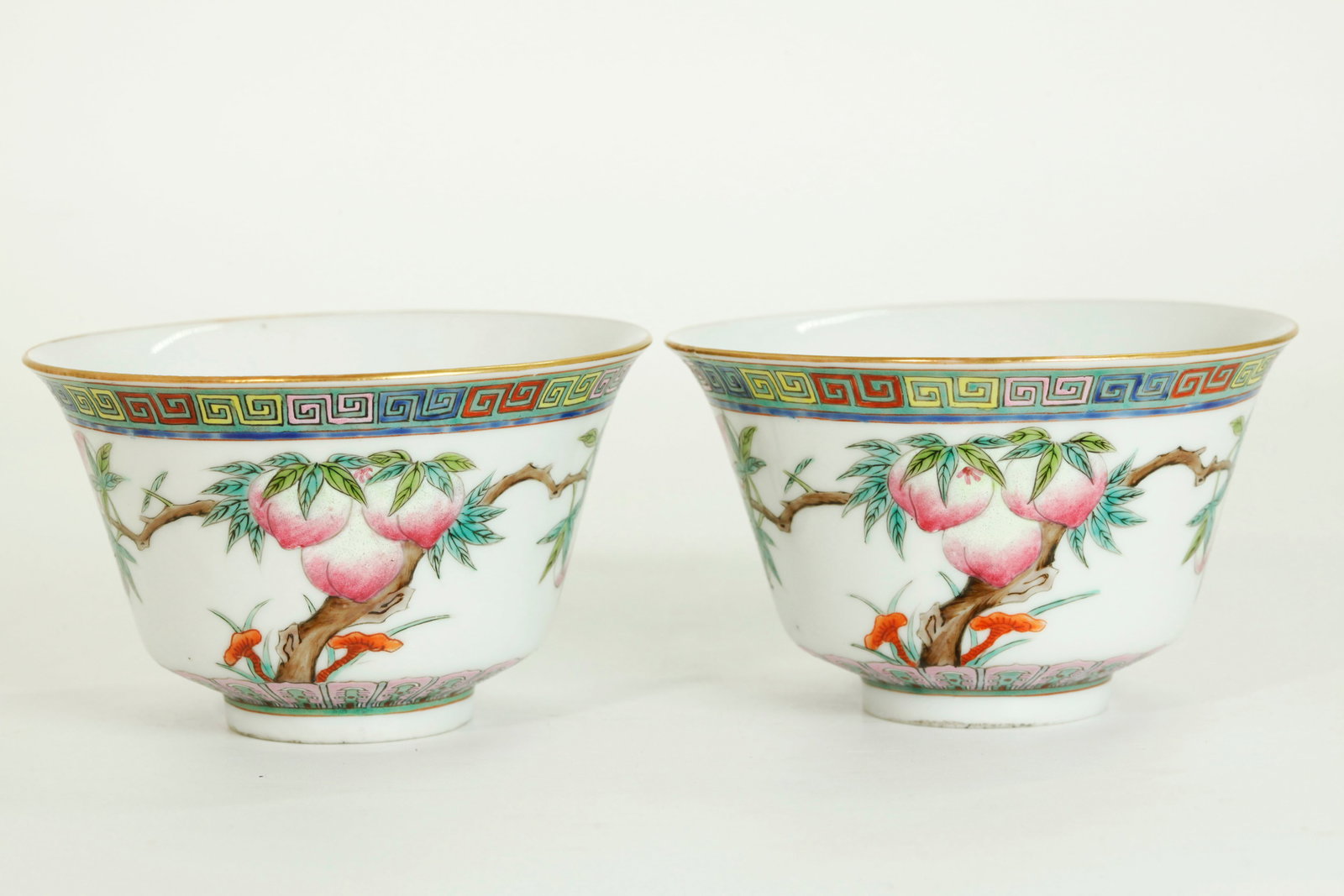 Pr Chinese Guangxu 9 Peaches Porcelain Tea Bowls (1 of 6)