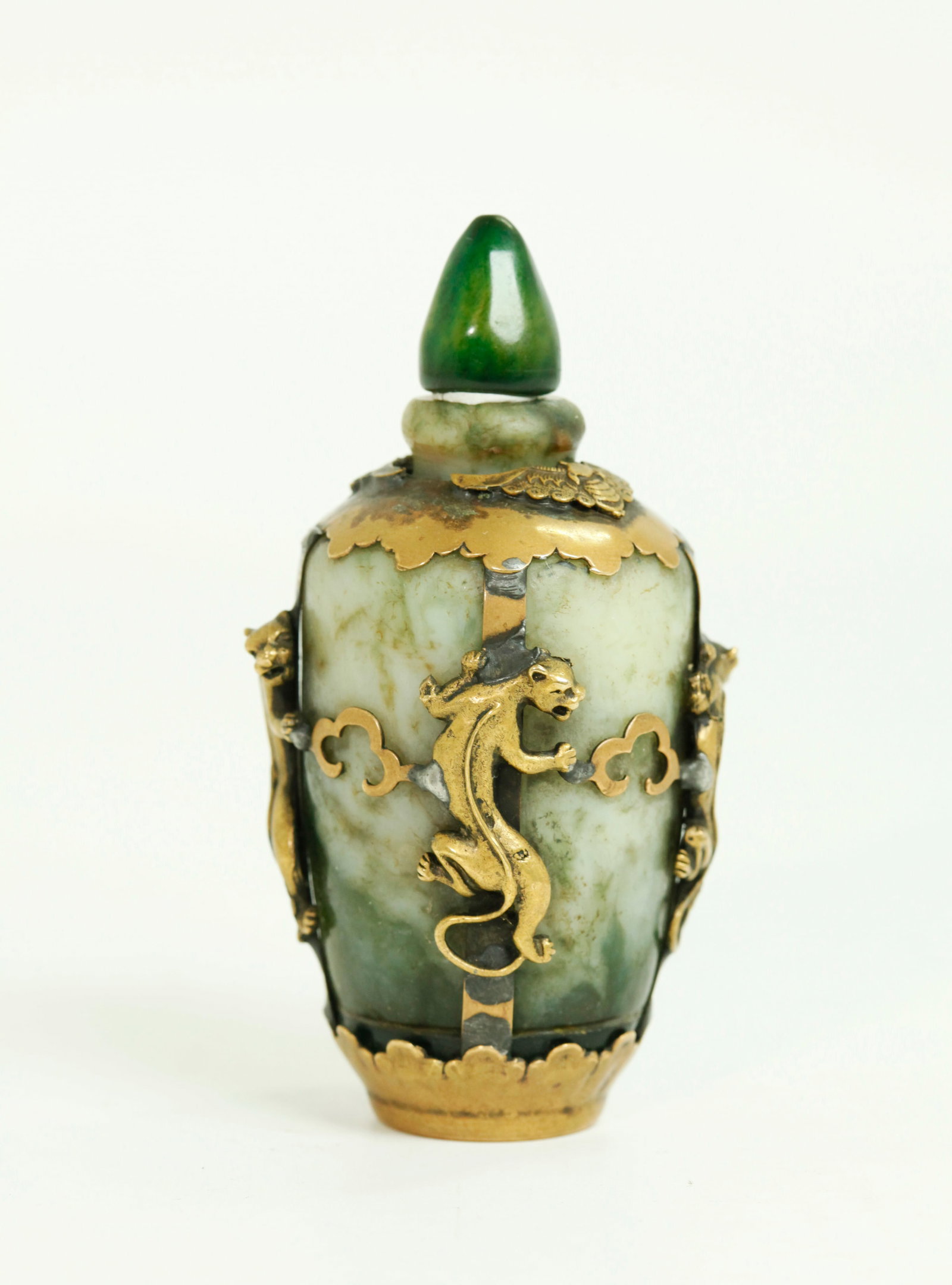 Chinese Tibetan Hard Stone & Bronze Snuff Bottle (1 of 5)