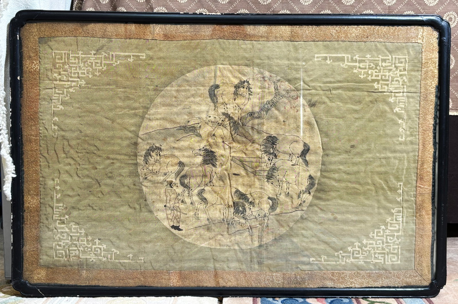 Chinese Qing Kesi Silk 8 Horses Mu Wang Panel (1 of 7)