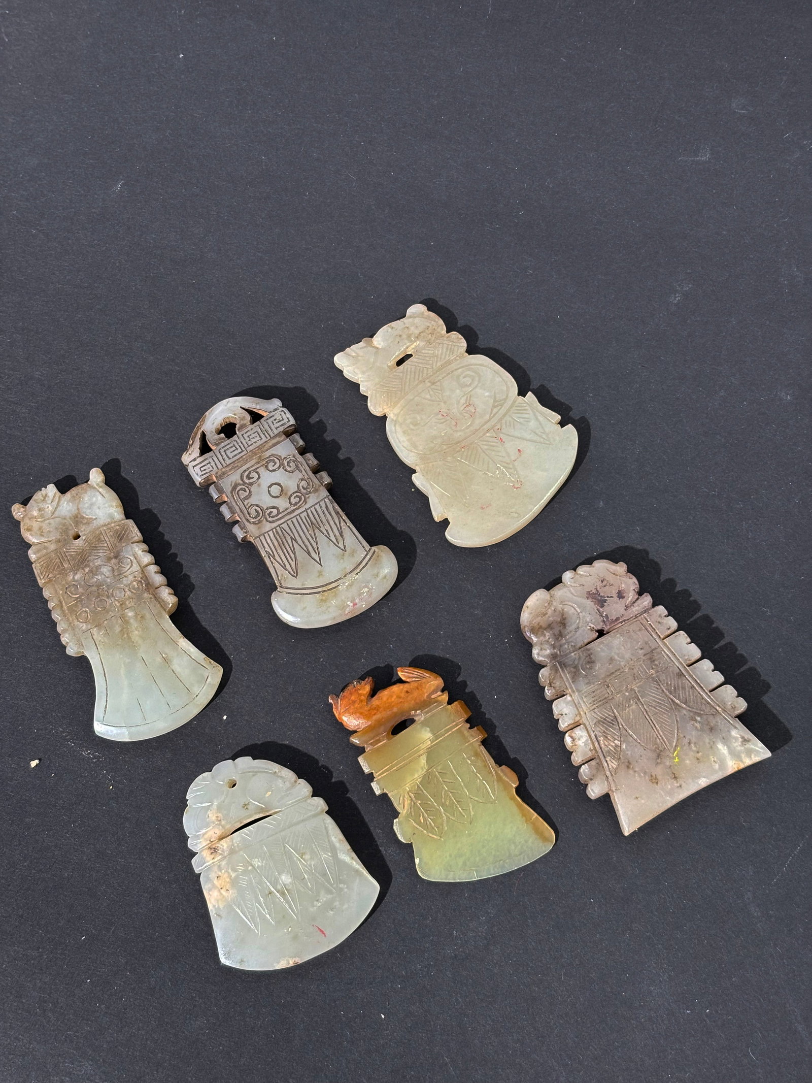 6 Chinese Qing or Earlier Jade Axe Head Pendants (1 of 7)