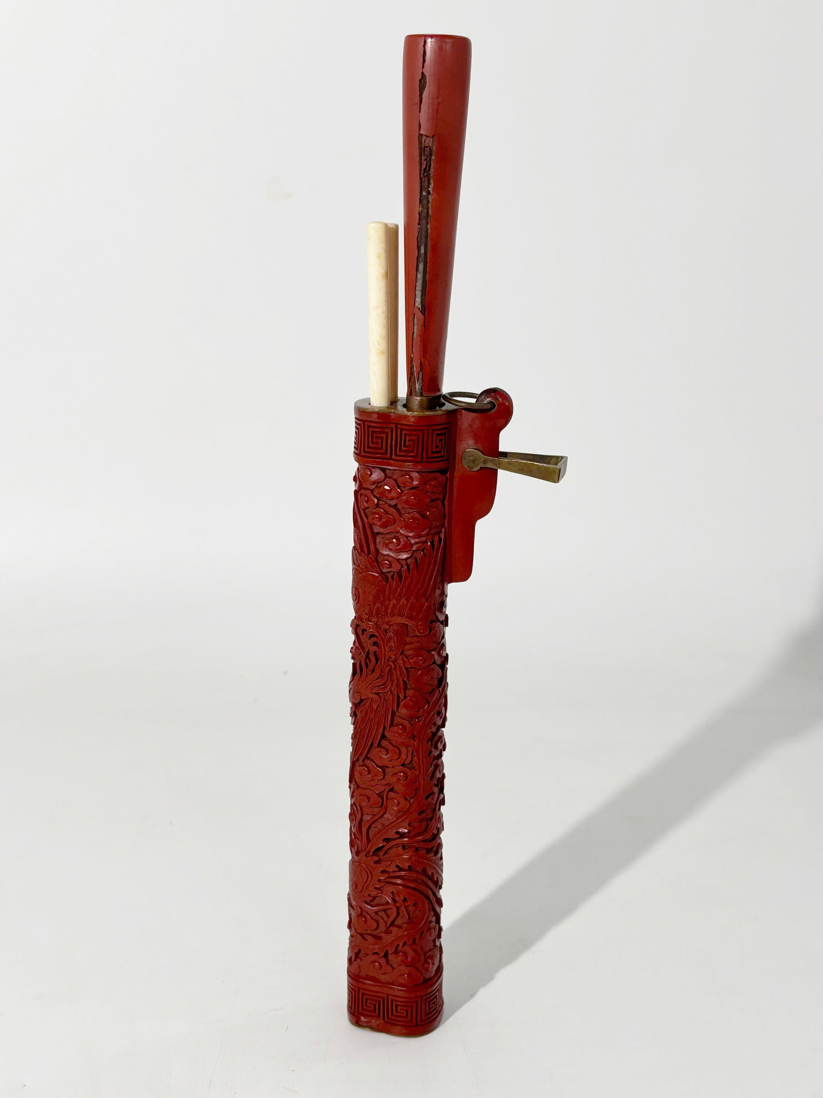 Chinese Cinnabar Lacquer Chopstick Knife Holder (1 of 7)