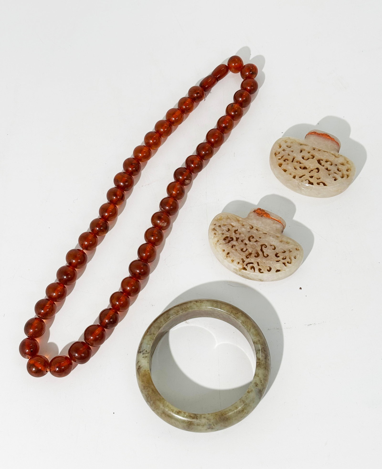 Vintage Chinese Amber Necklace Jade Scent & Bangle (1 of 7)