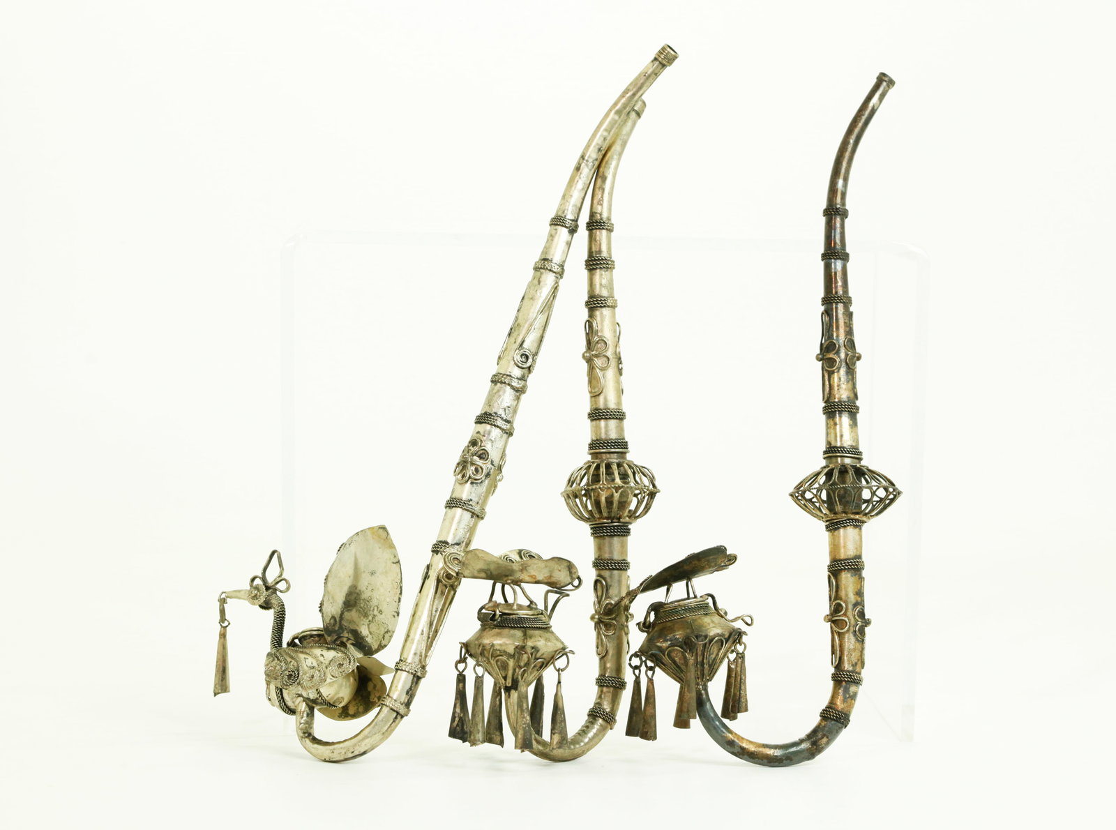 Northern Thai Filagree Metal Tobacco/Opium Pipes (1 of 6)