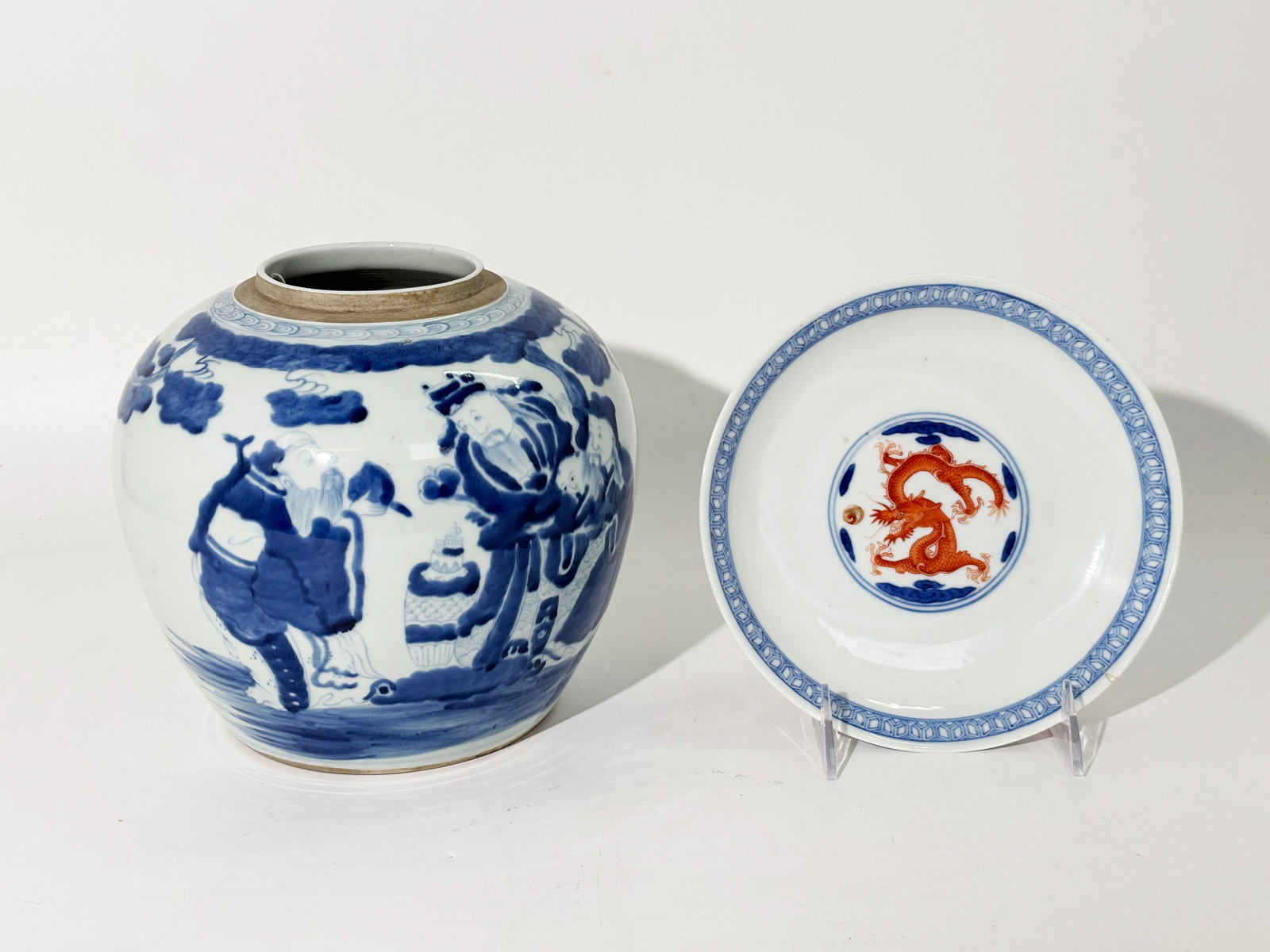 2 Chinese Late Qing Porcelains;Ginger Jar & Plate (1 of 11)