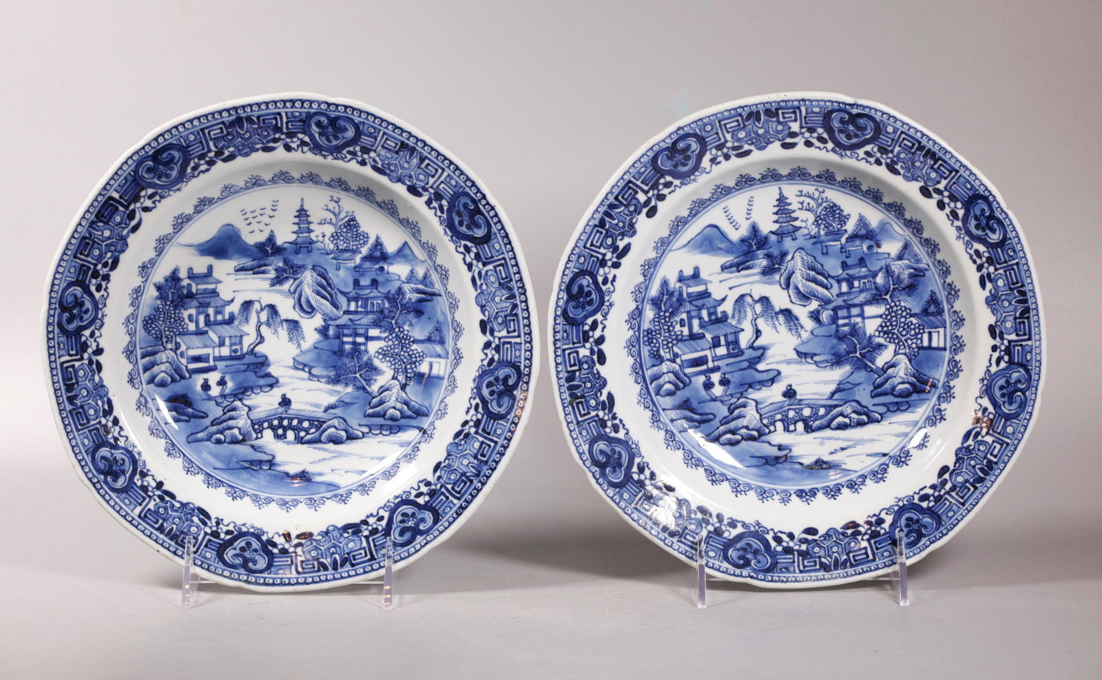 Pair Chinese 18 C Blue & White Porcelain Plates (1 of 7)
