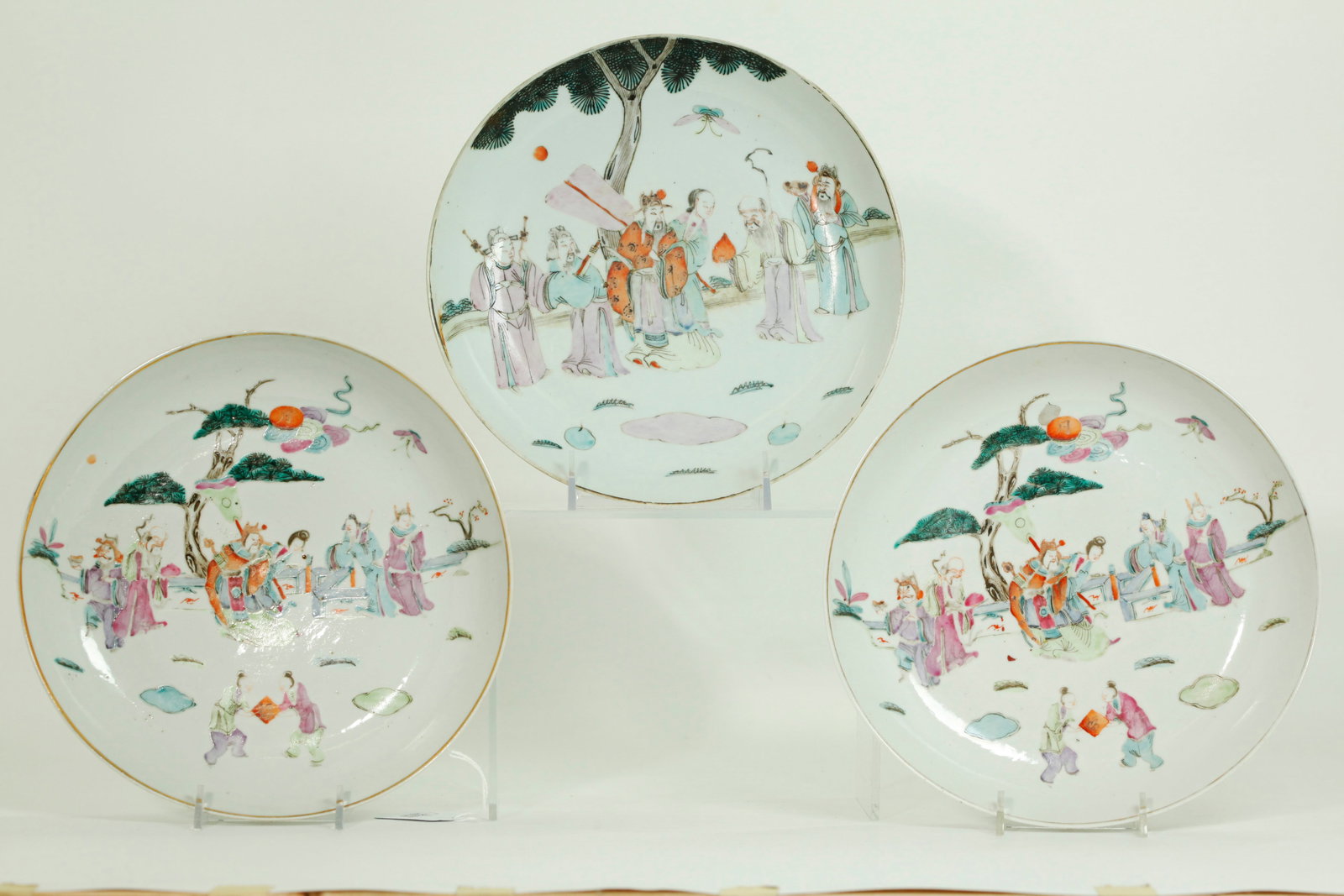 3 Chinese 19th C Enameled Porcelain Plates (1 of 5)