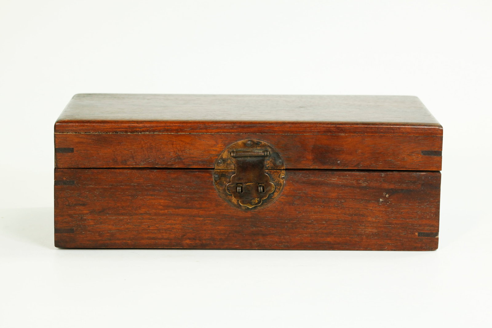 Chinese Hard Wood Scholar's Hinged Box & Lock (1 of 6)