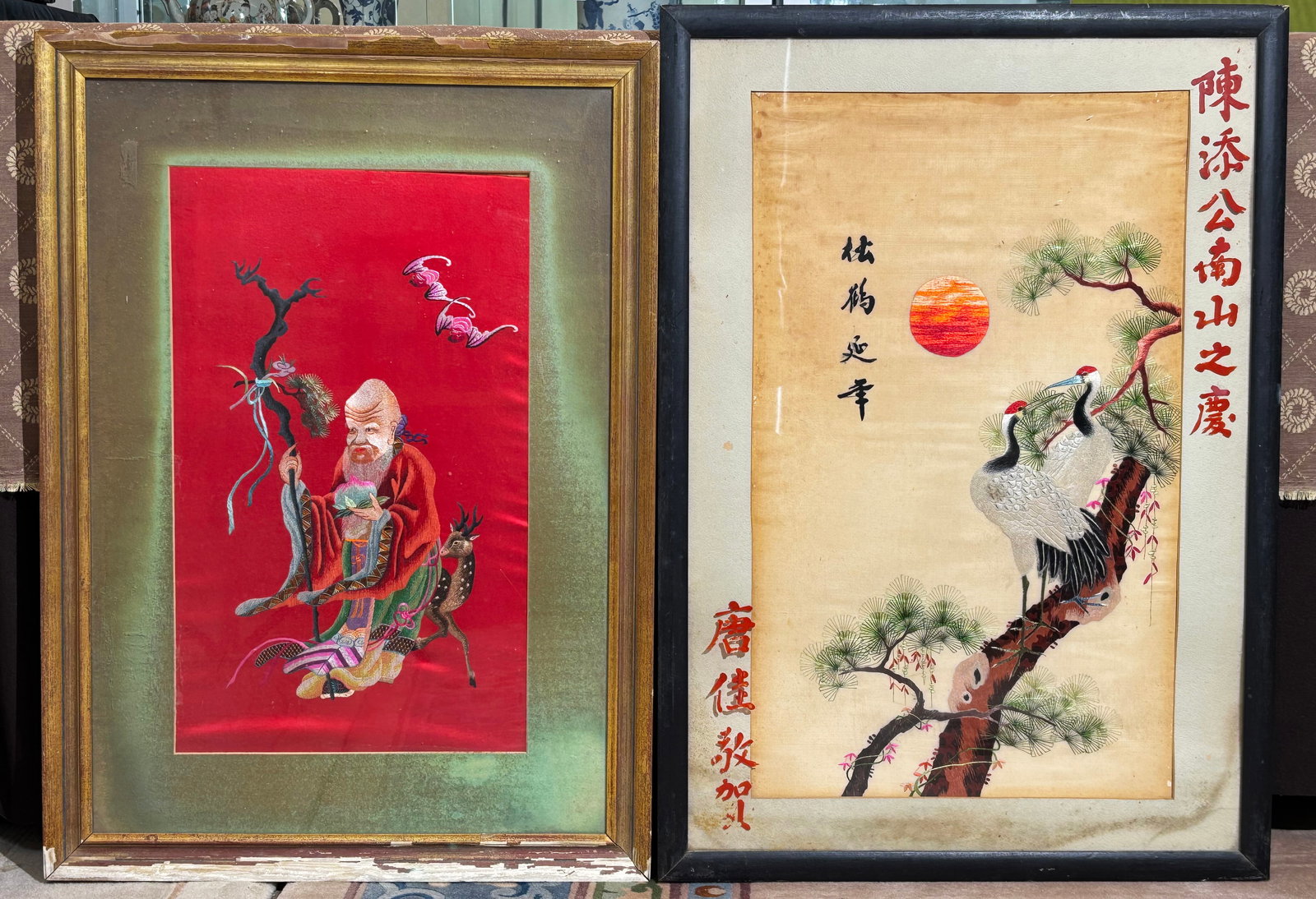 2 Chinese Framed Embroidery Panels (1 of 7)