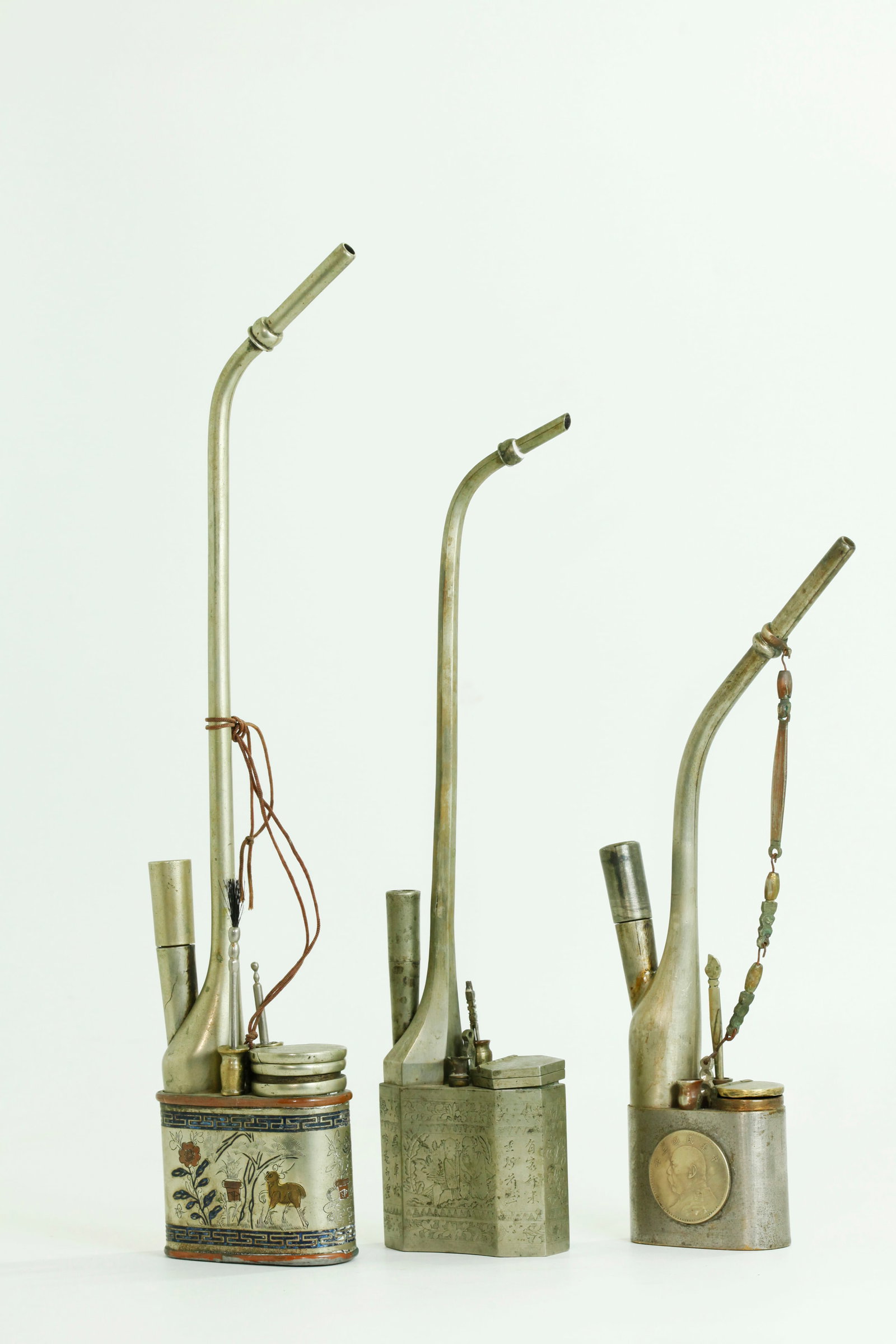 3 Chinese Baitong Tobacco Pipes & Tools (1 of 9)