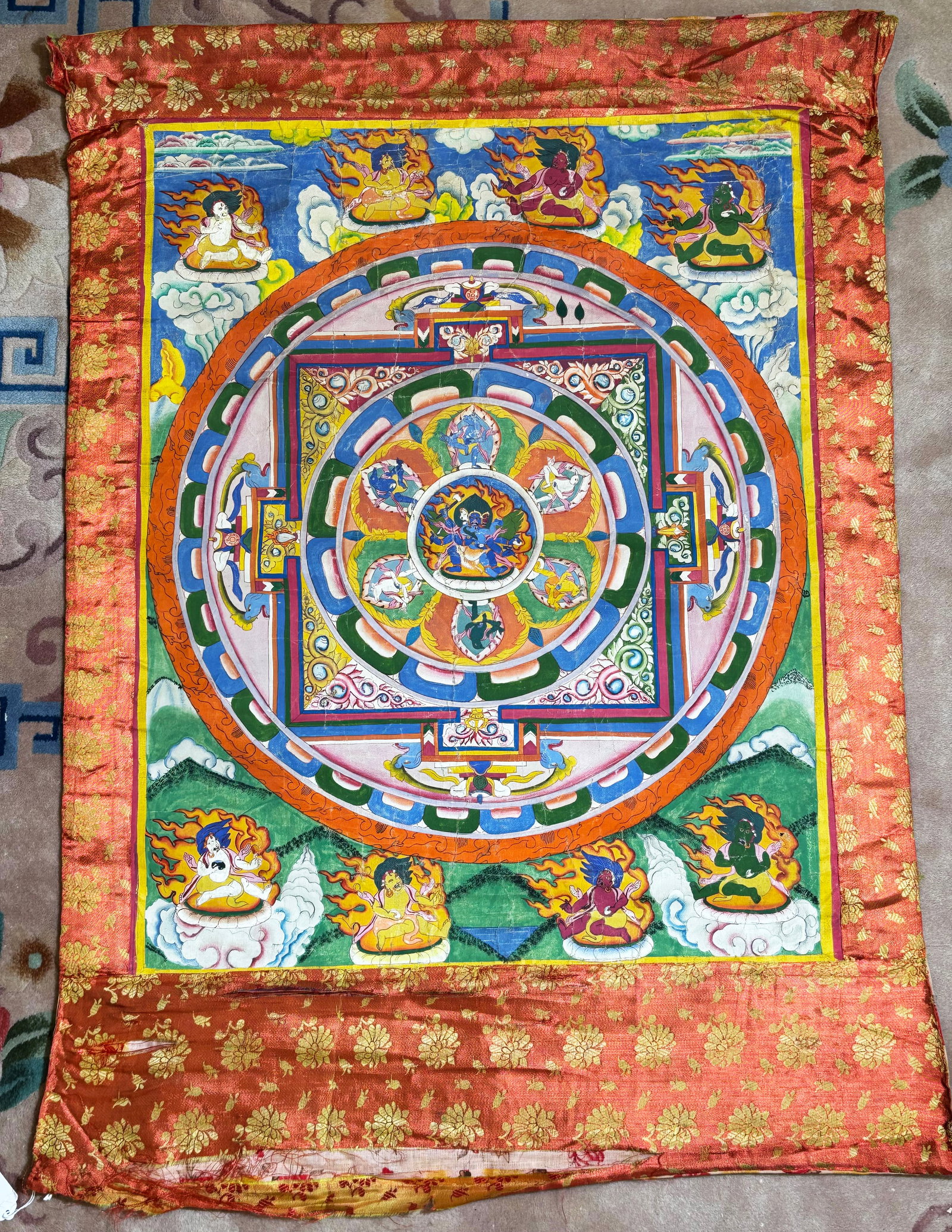 Tibetan Painted Fabric Mahakala Mandala Thangka (1 of 6)