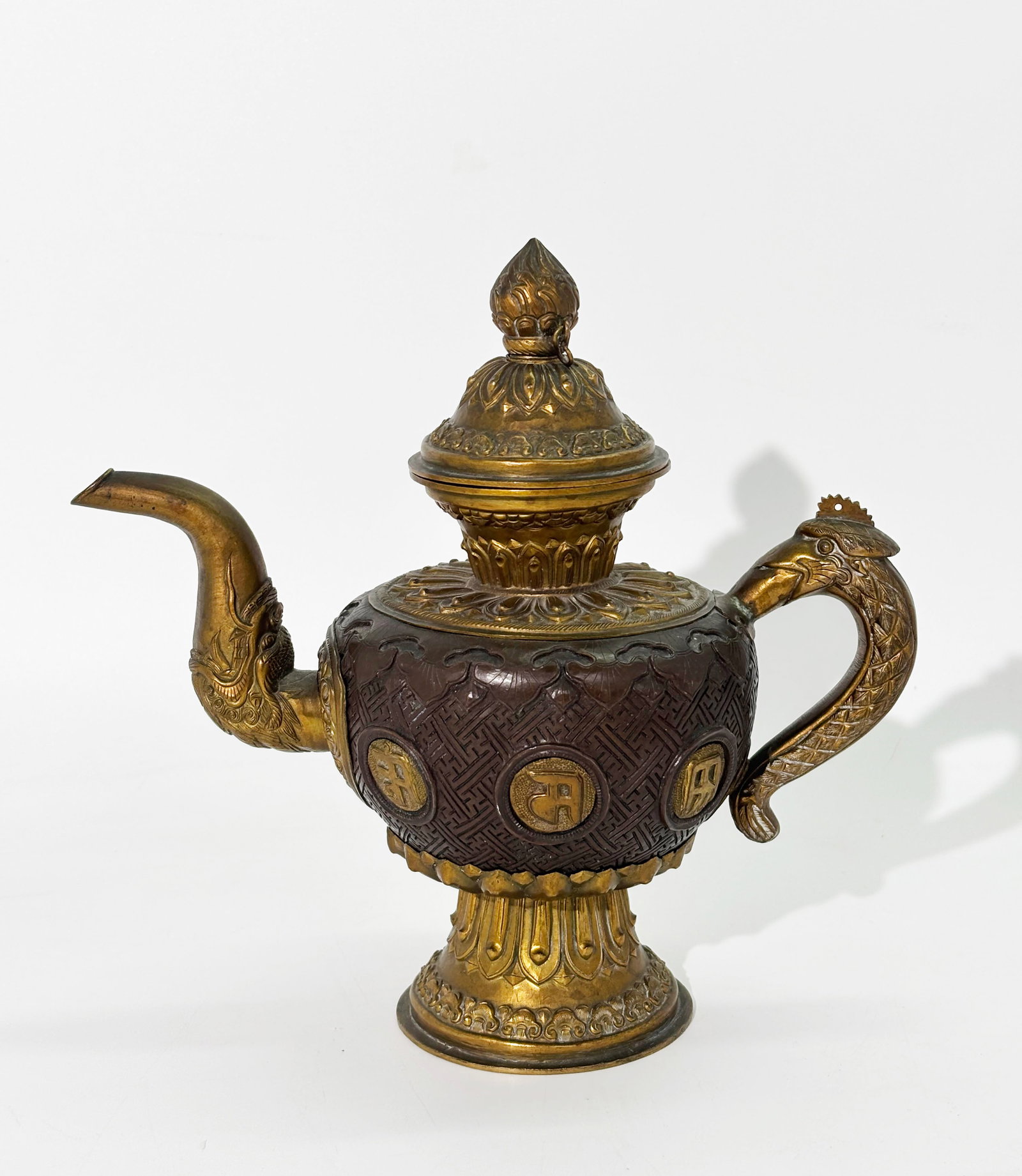 Sm Tibetan Repousse Gilt Bronze & Copper Ewer (1 of 6)