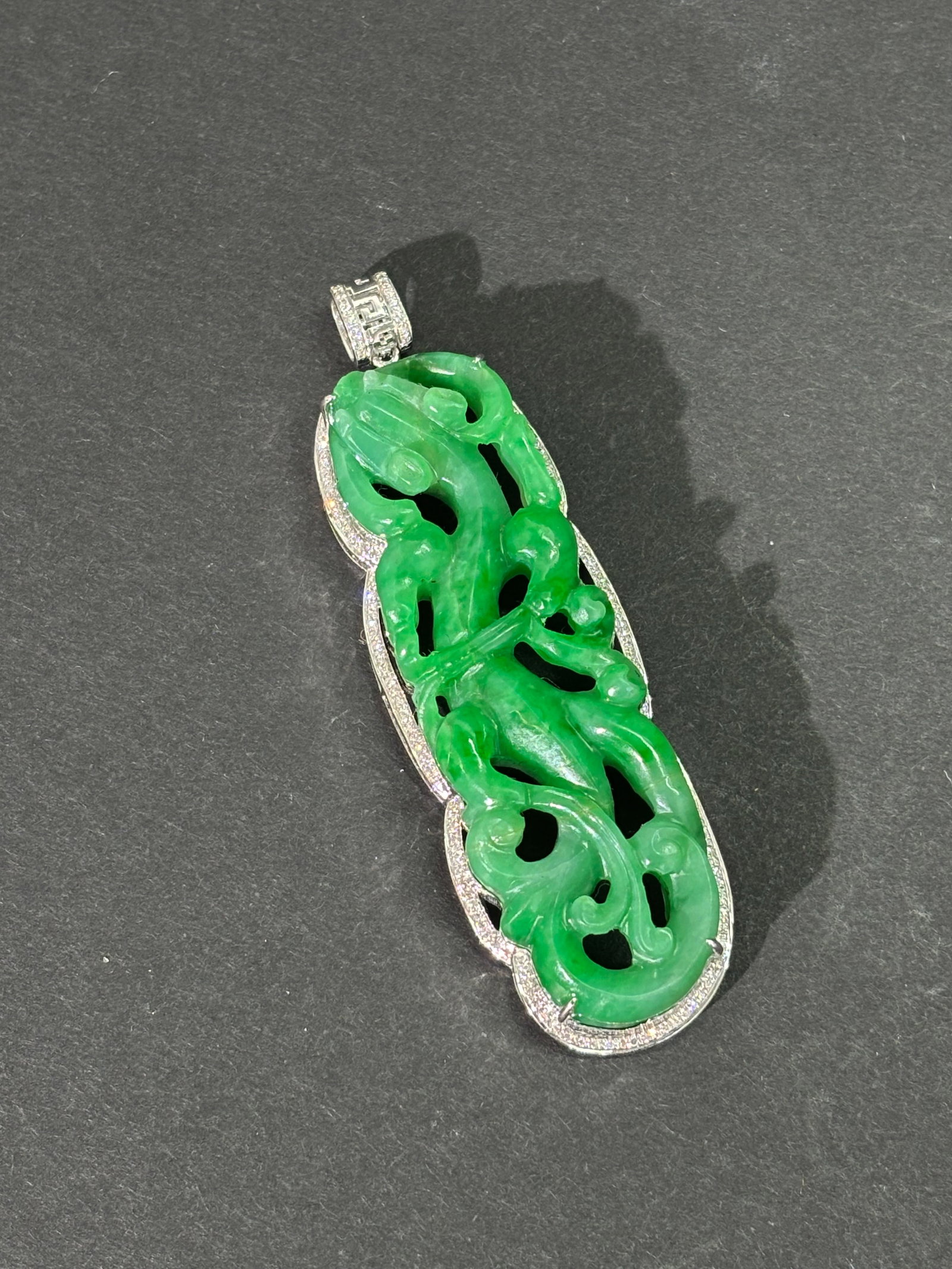 Fine Chinese Qing Green Jadeite Chilong Pendant (1 of 5)