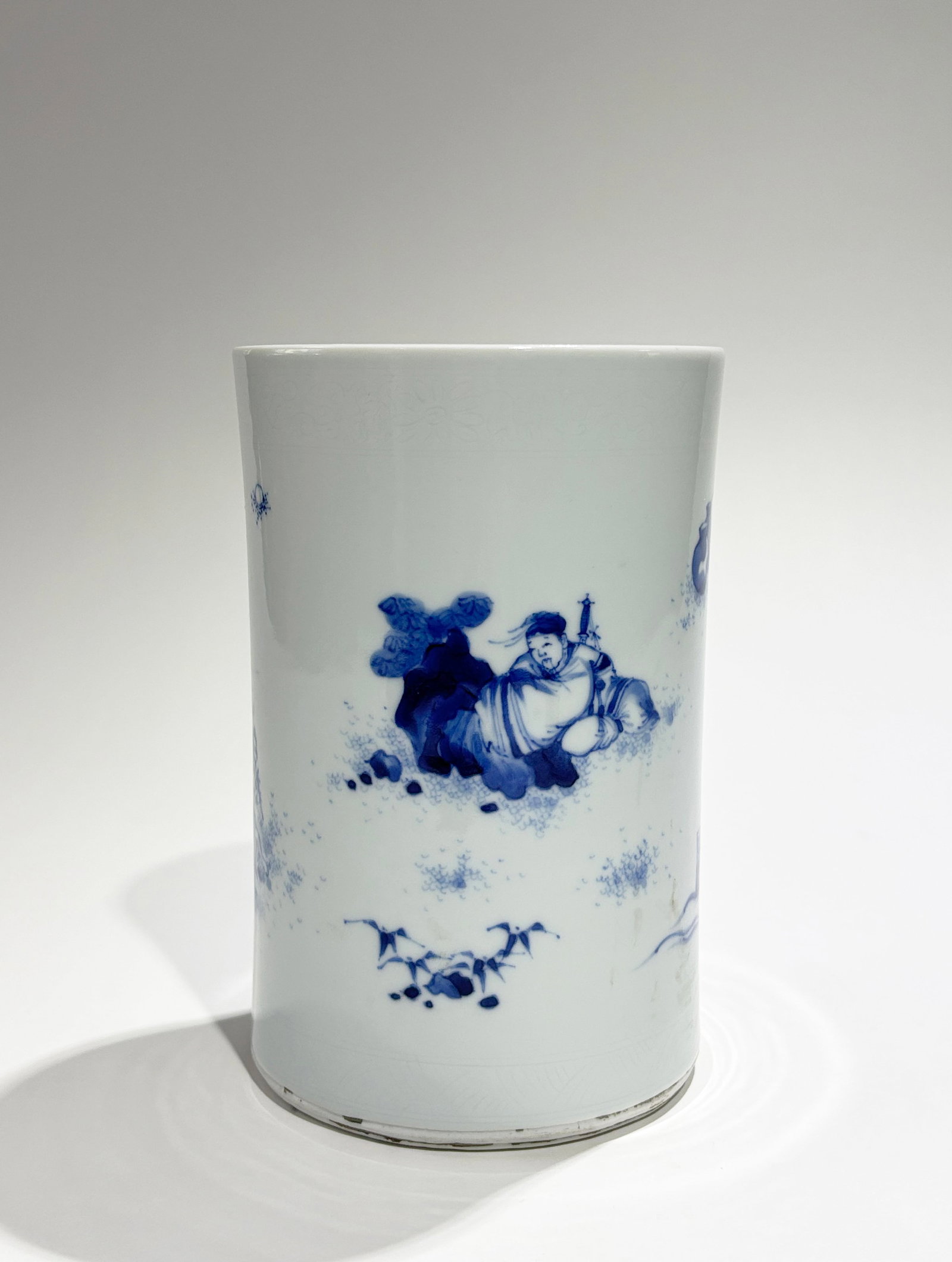 Chinese Blue & White Porcelain Brush Pot (1 of 7)