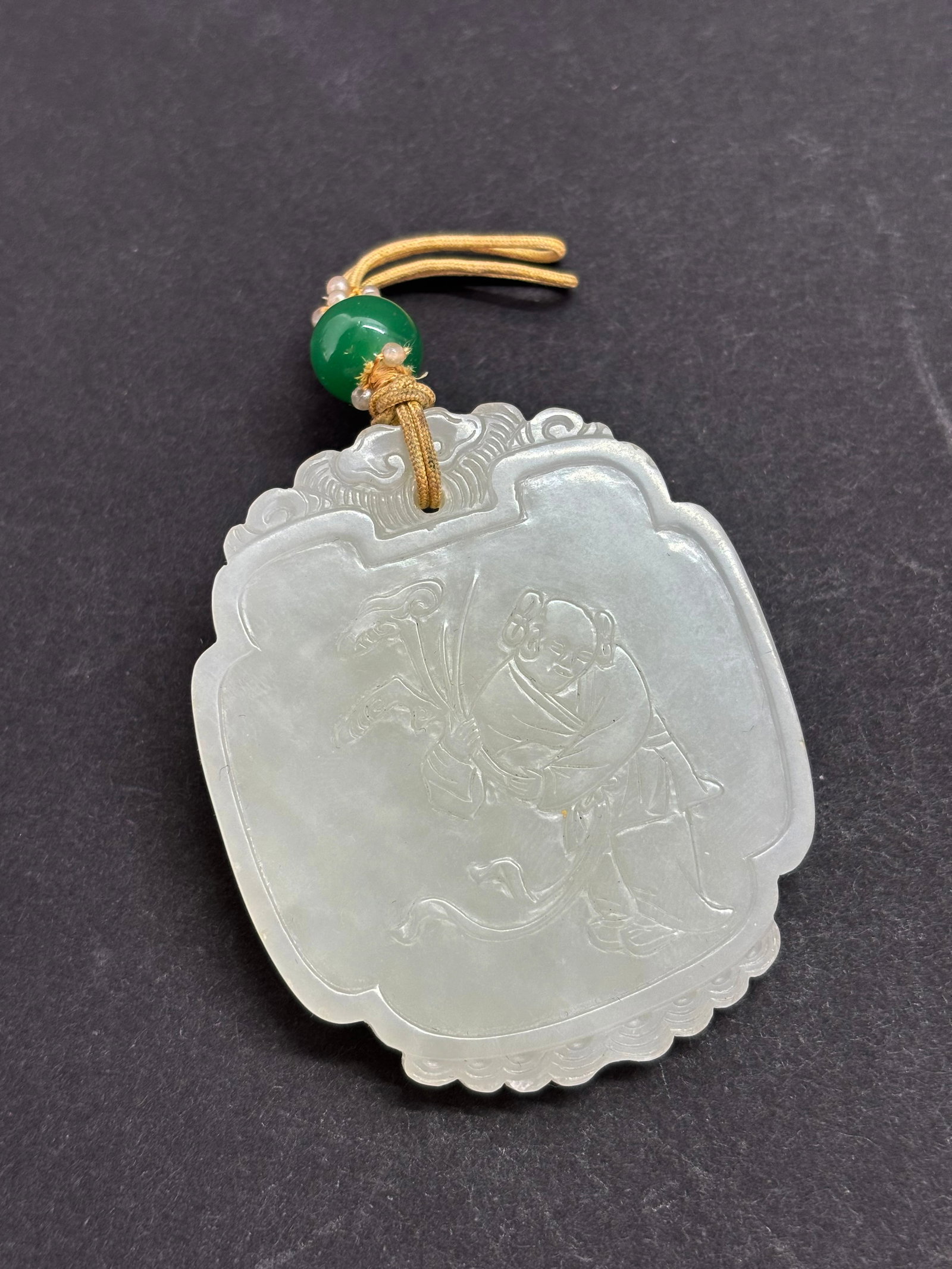 Fine Chinese 19 C White Jade Boy Lingzhi Pendant (1 of 6)