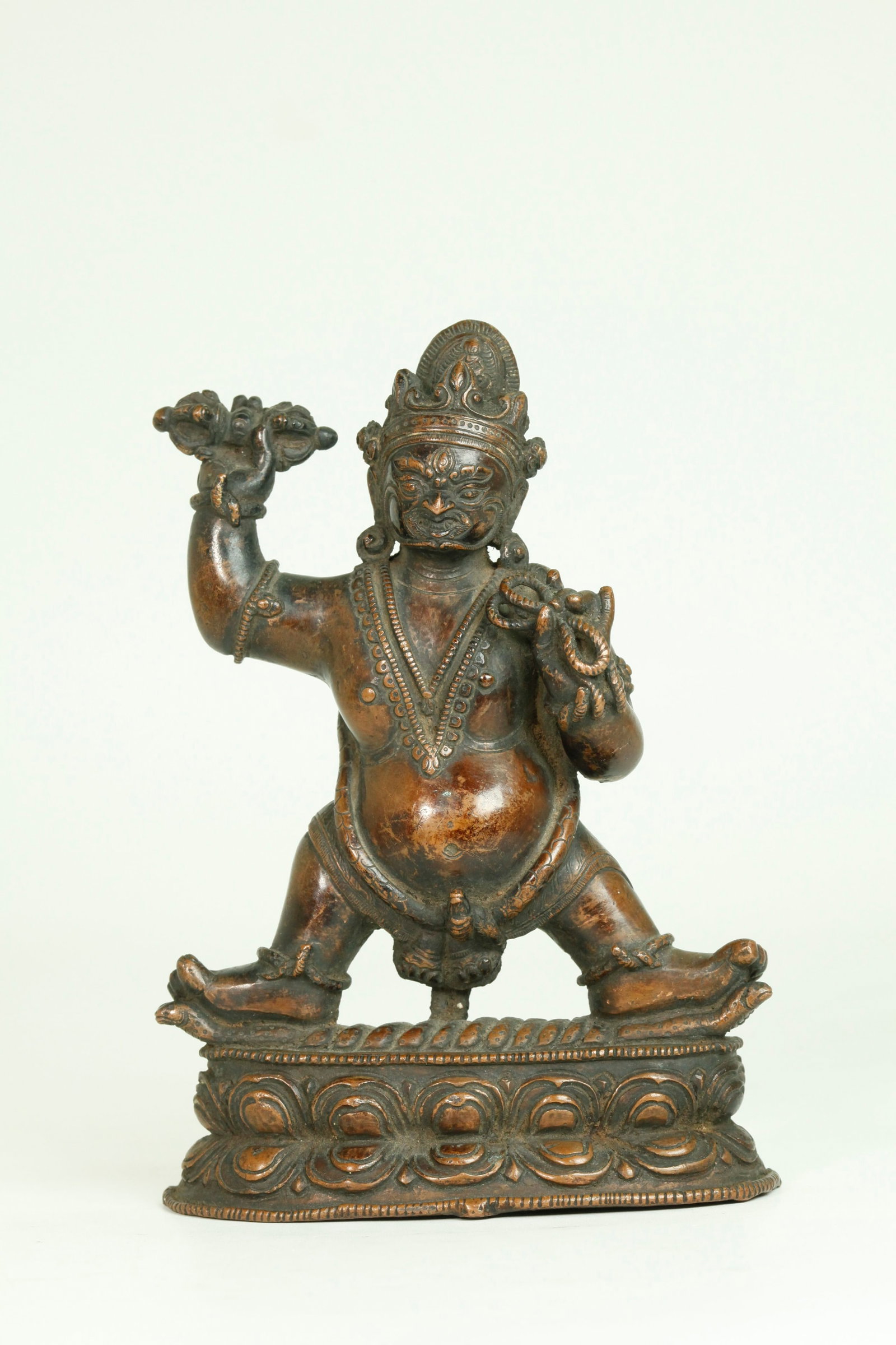 Tibetan Copper Standing Mahakala Vajra & Snakes (1 of 5)