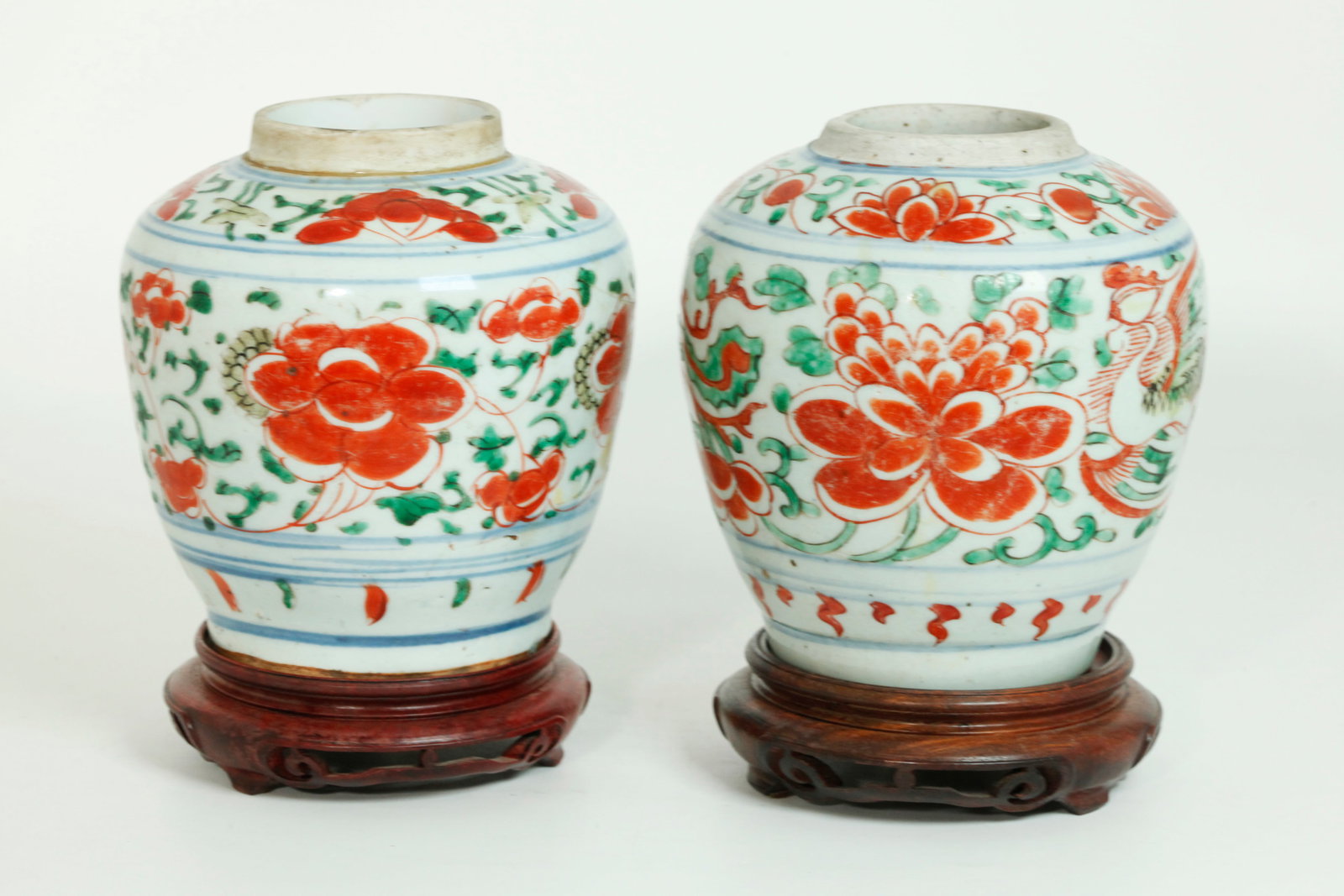 2 Chinese Late Ming Wucai Enameled Porcelain Jars (1 of 6)