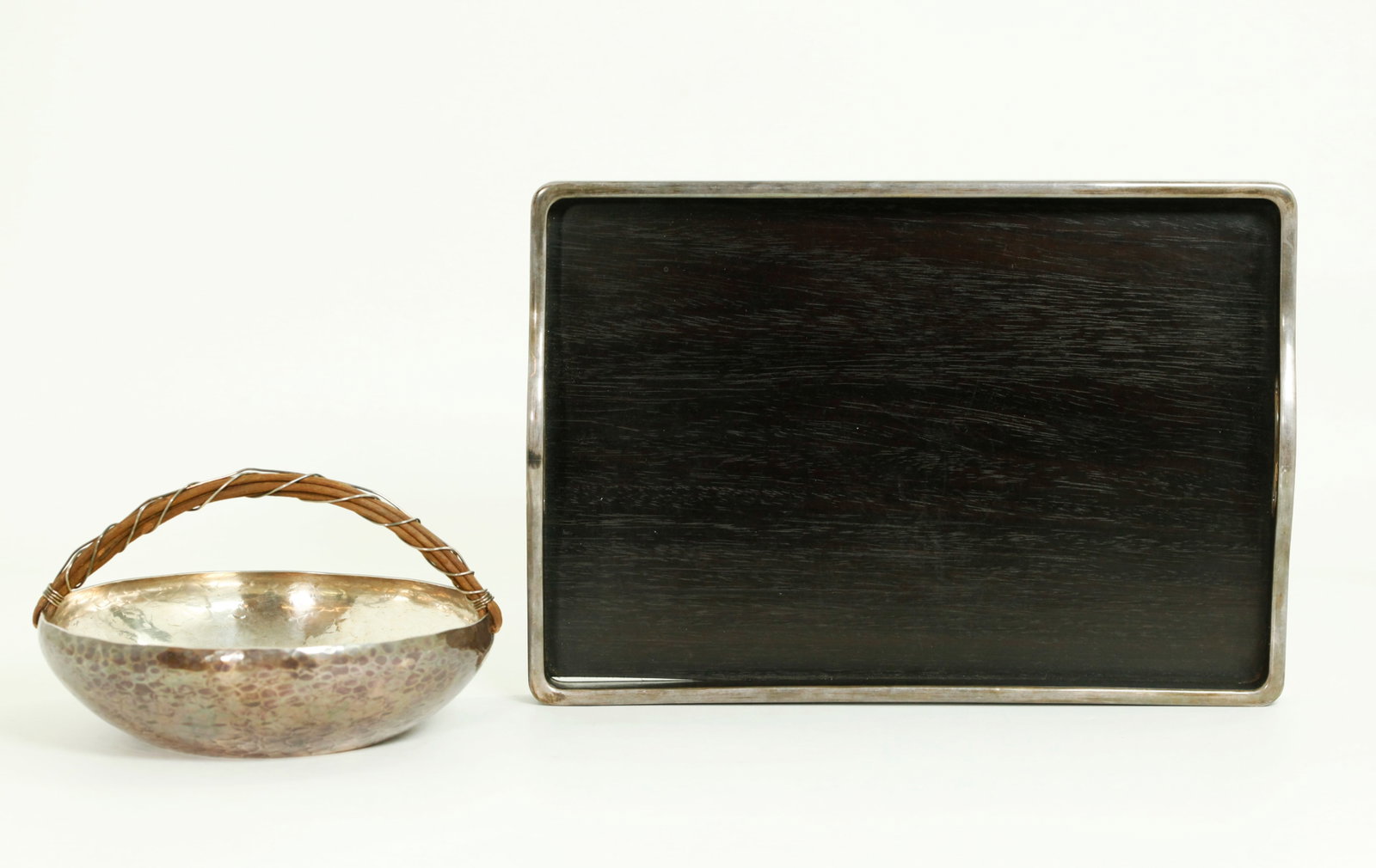 Japanese Silver Basket Silver Edge Black Wood Tray (1 of 8)
