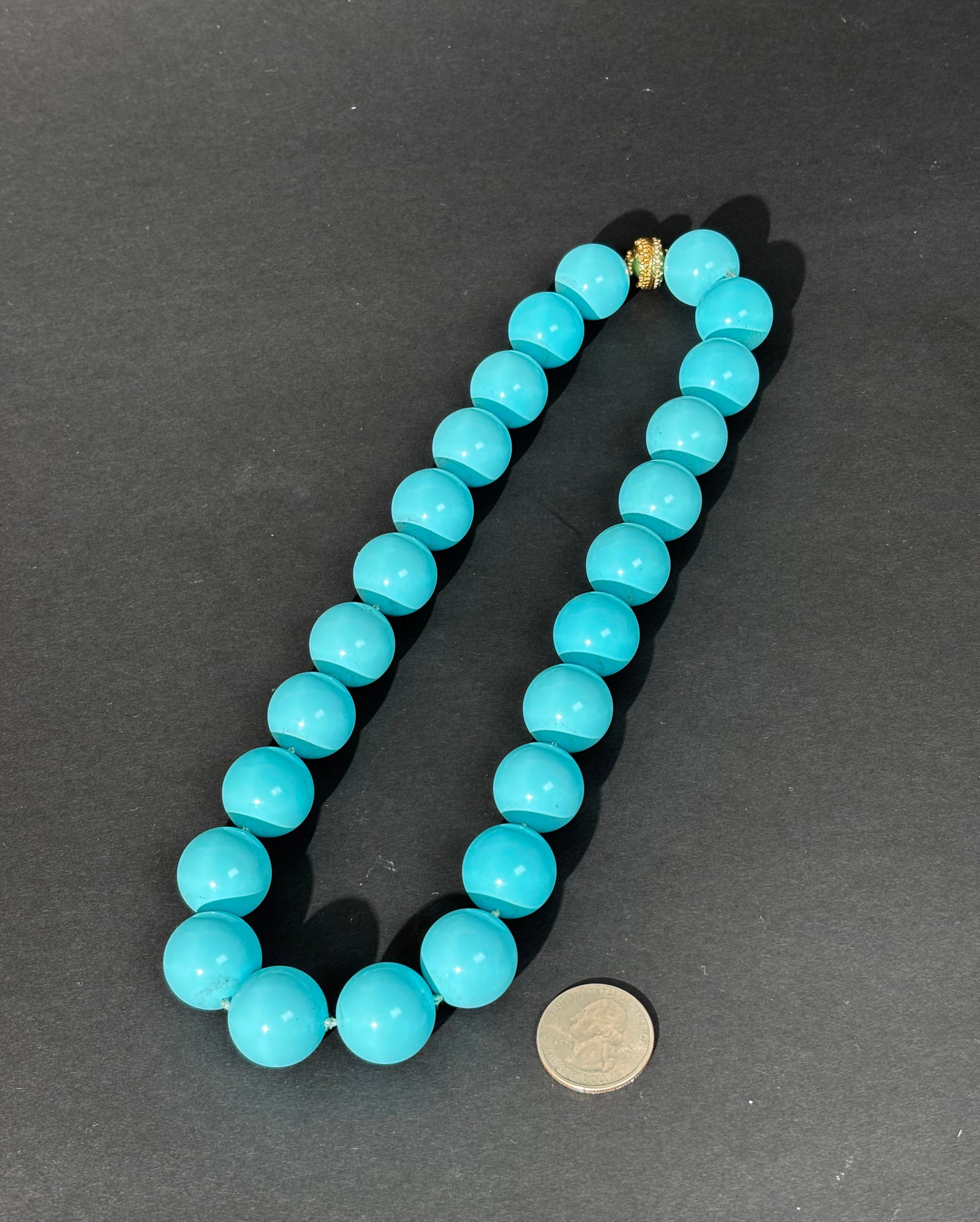 24 Bead Chinese Turquoise Necklace; 238G (1 of 7)