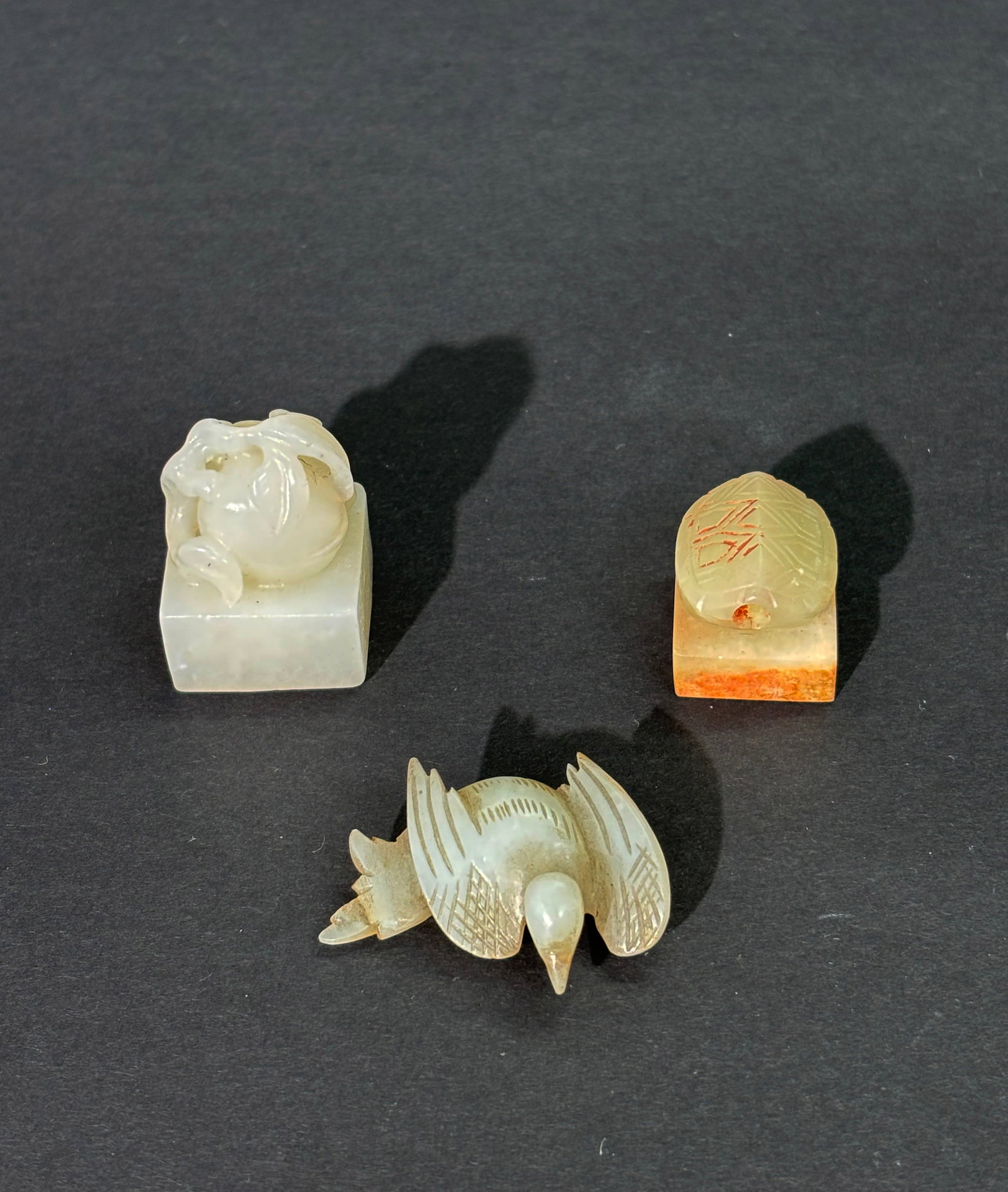 2 Chinese Jade Seals; 1 Small Bird Ornament (1 of 8)