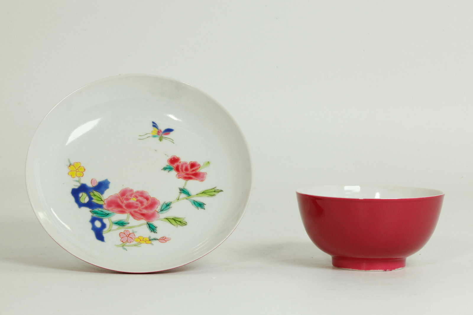 Fine Chinese Ruby Back Porcelain Cup & Saucer (1 of 5)