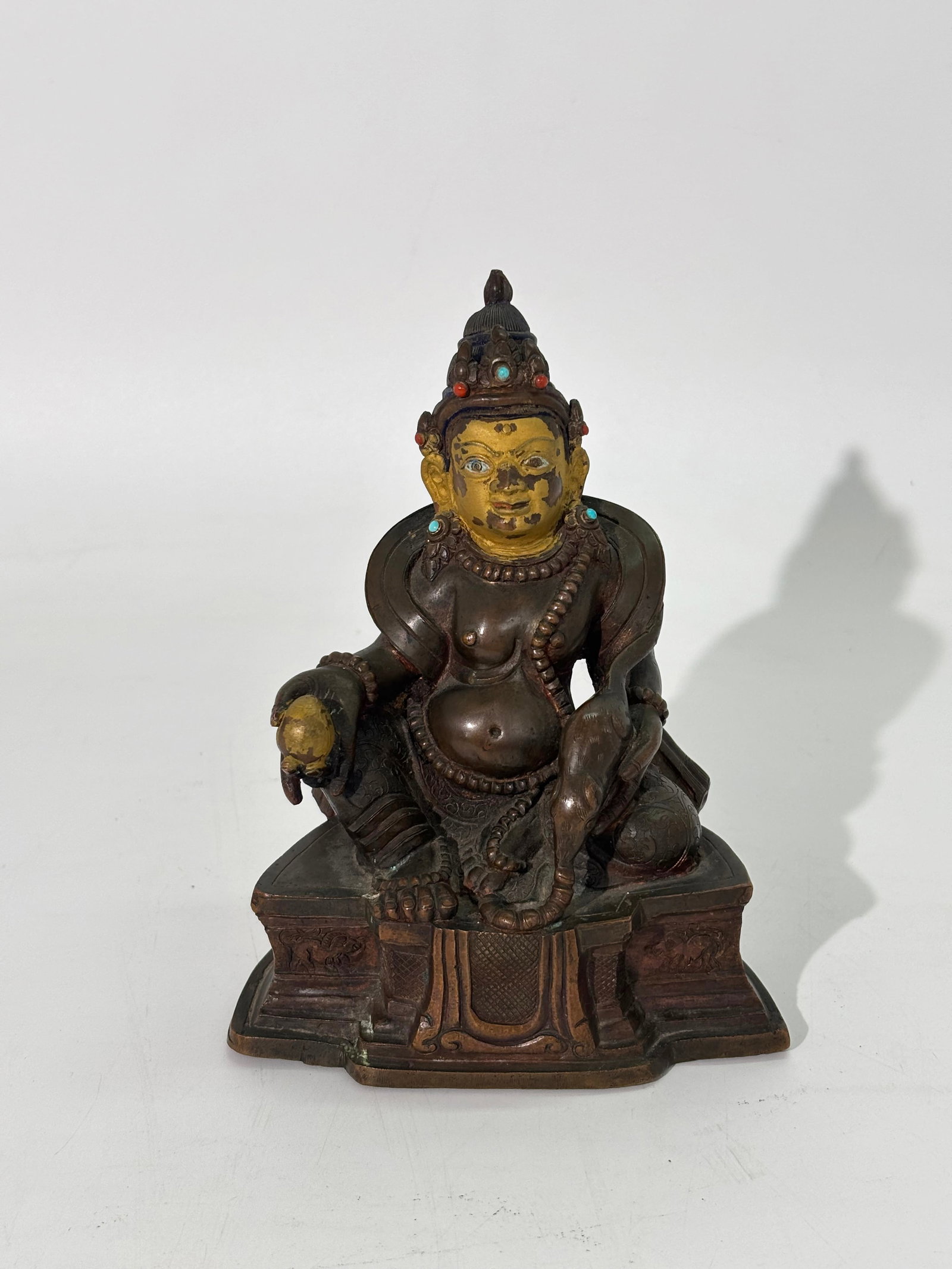 Tibetan Copper Alloy Seated Jambhala & Mongoose (1 of 6)