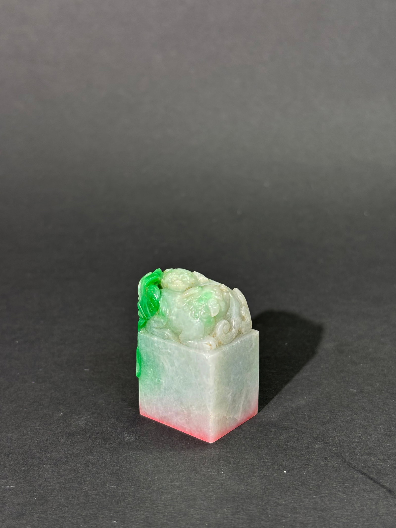 Chinese Pale & Apple Green Jadeite Fu Dog Seal (1 of 5)