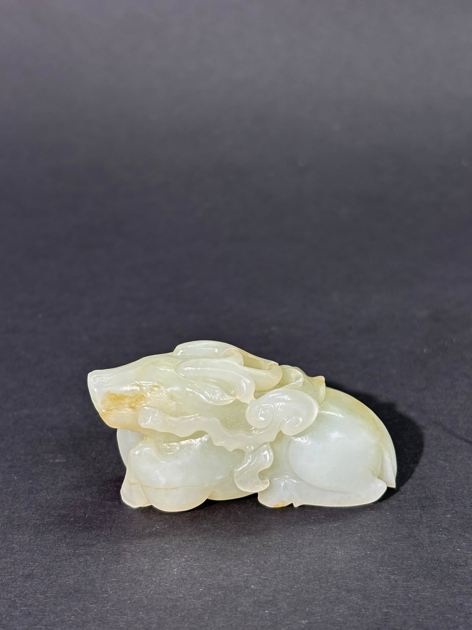 Fine Chinese Pale Celadon Jade Deer & Lingzhi (1 of 6)