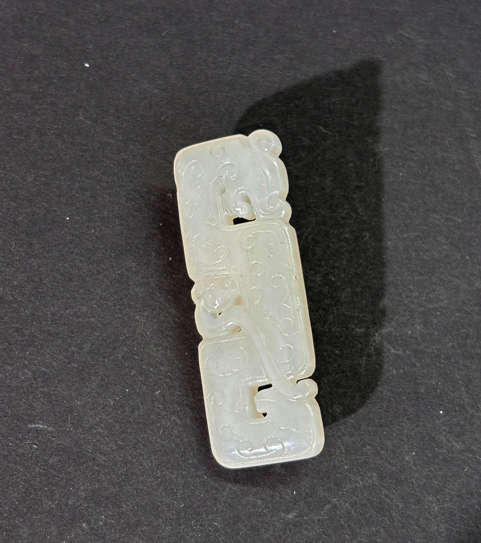 Chinese White Jade Archaistic Dbl Dragon Pendant (1 of 4)