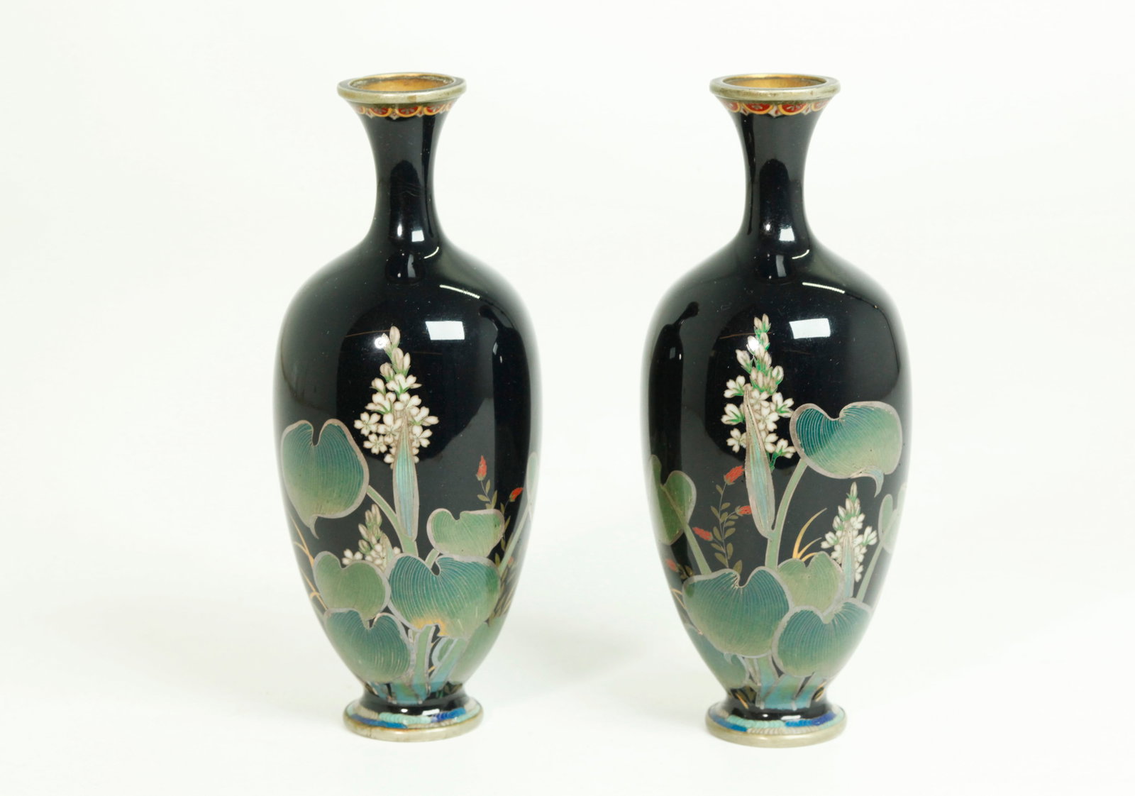 Fine Pr Japanese Silver Wire Cloisonne Mini Vases (1 of 5)