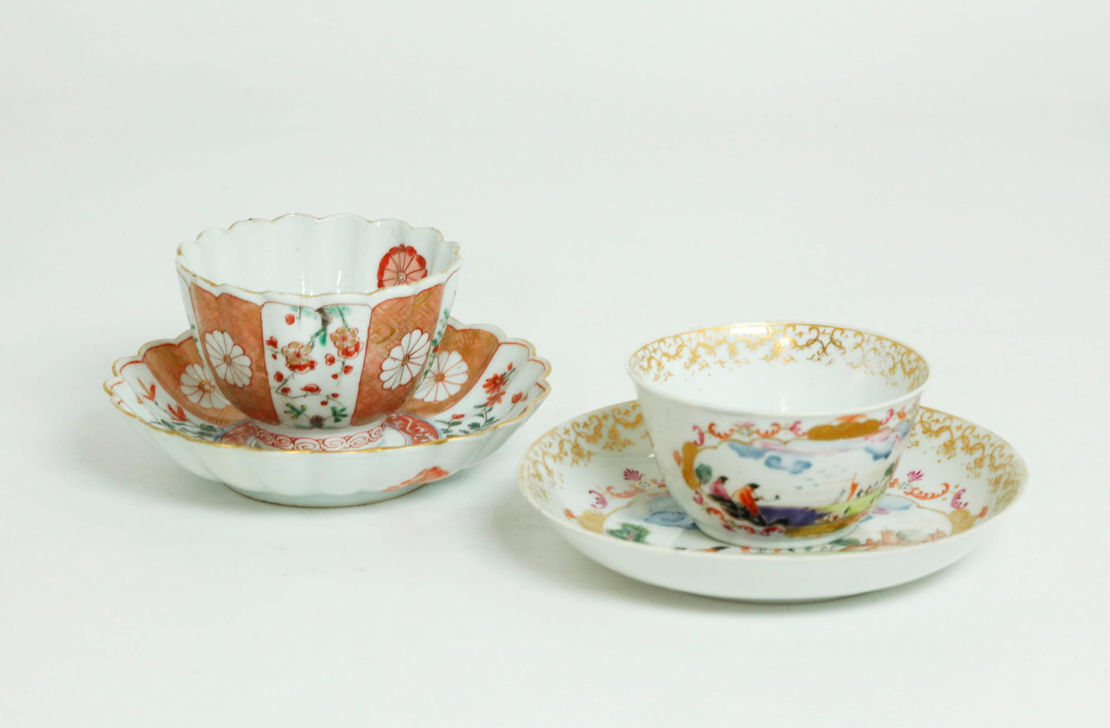 2 Chinese 18th C Export Porcelain Teacups Saucers (1 of 7)