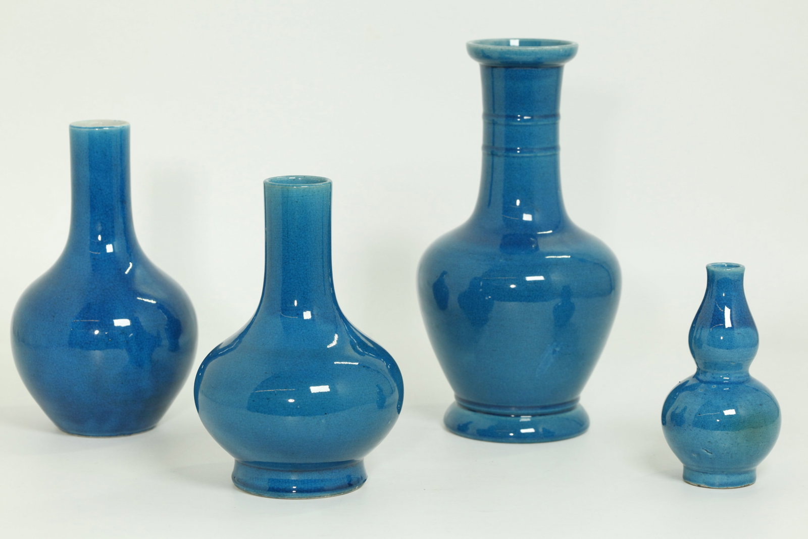 4 Chinese Turquoise Crackle Glazed Porcelain Vases (1 of 5)